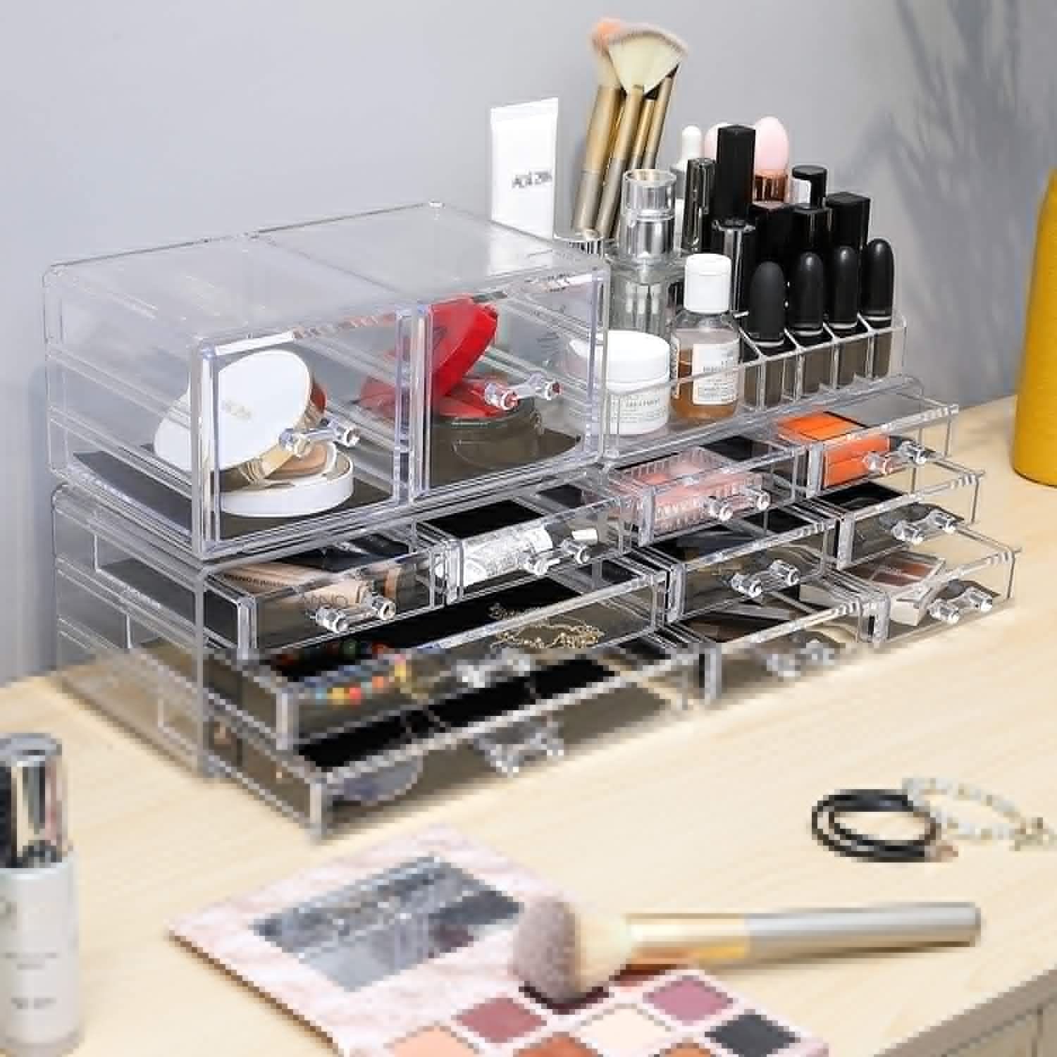 Femor Make-Up Organizer Acryl Kosmetik Transparent Aufbewahrungsbox Organizer