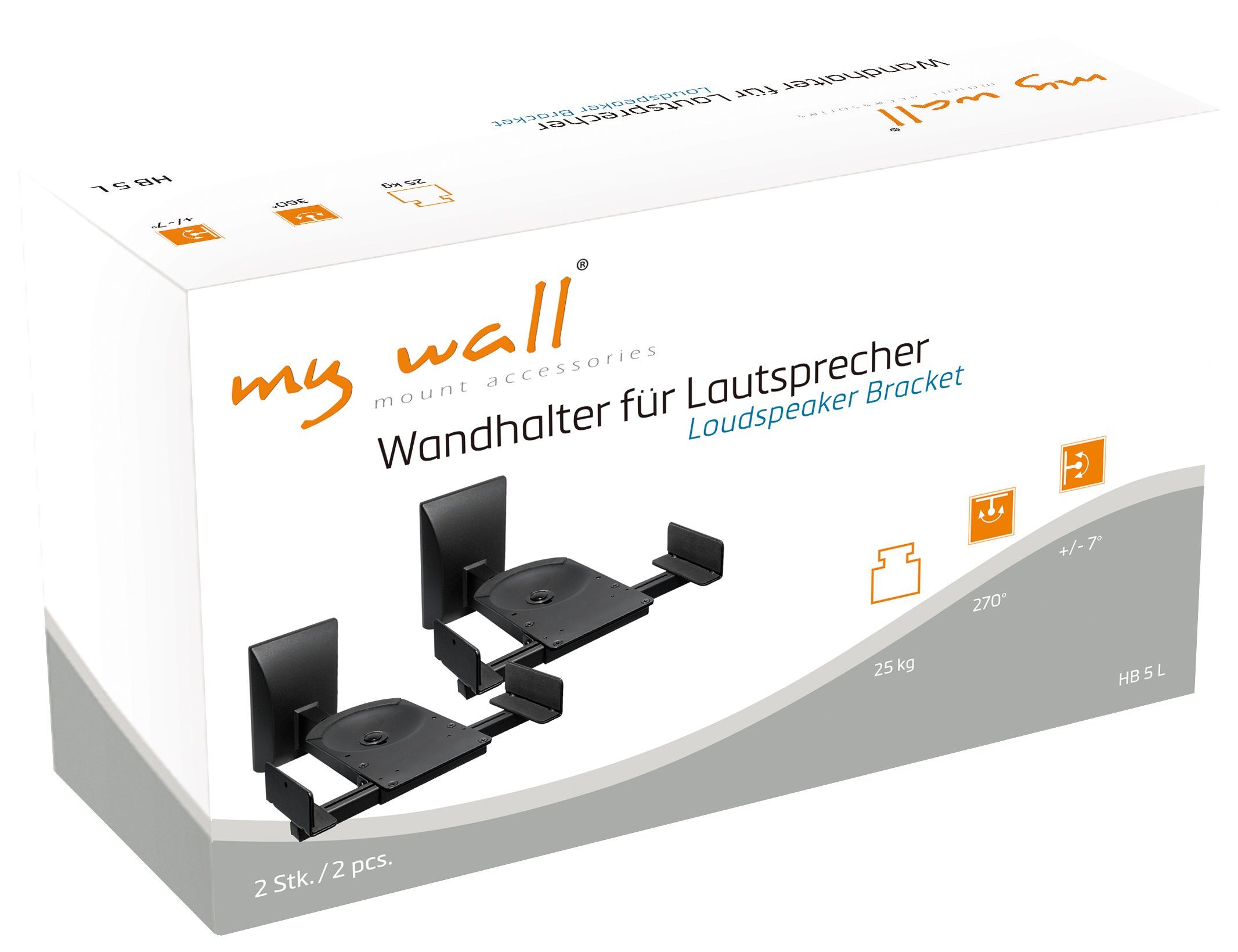 my wall Lautsprecher-Wandhalterung HB5L, (für schwere Lautsprecher, Breite der Halterung variabel einstellbar) – Bild 5 von 5