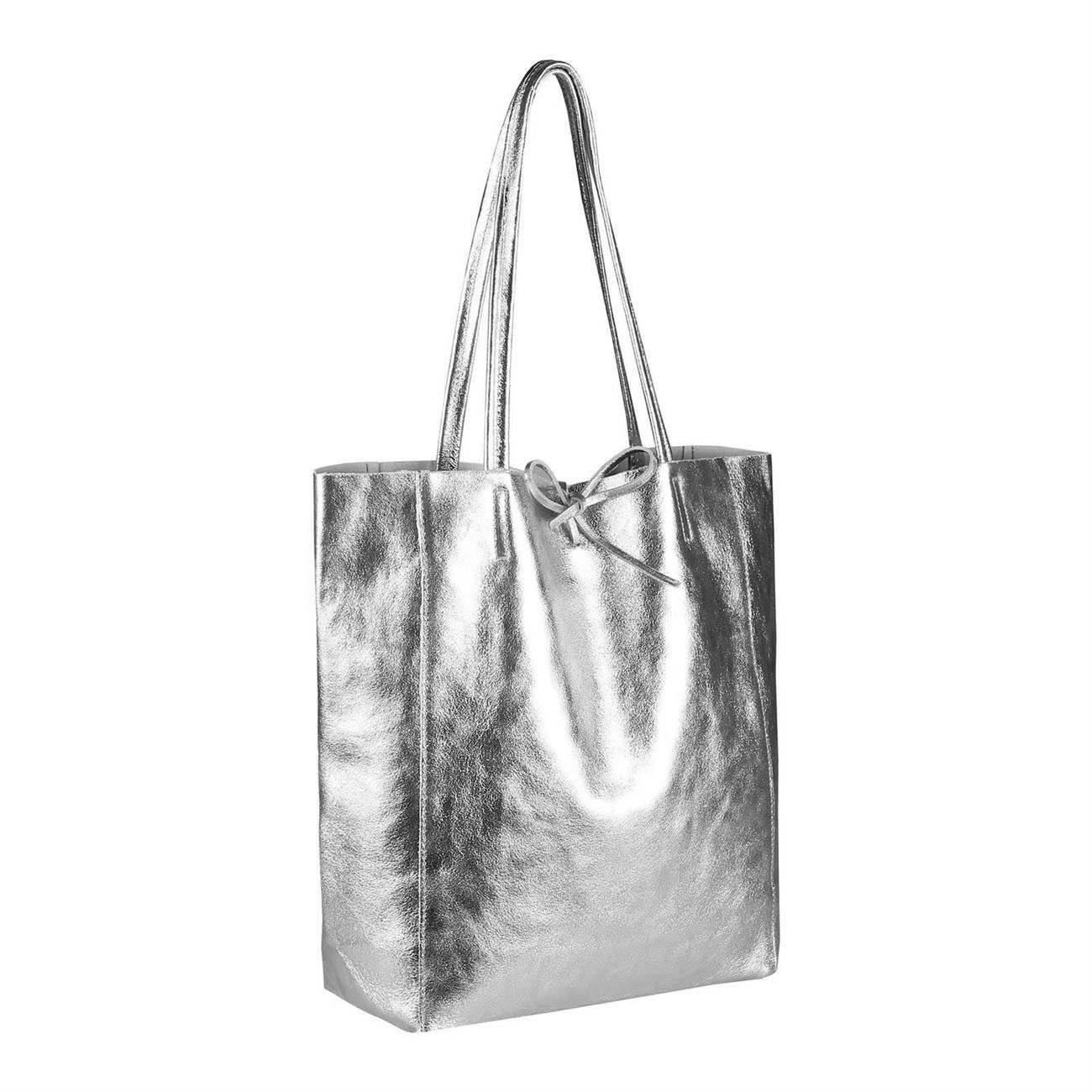 ITALYSHOP24 Schultertasche Made in Italy Damen Premium Leder SHOPPER Tasche HOBO Umhängetasche, Echtleder Business Bag leicht groß klassisch sicher geräumig Beutel