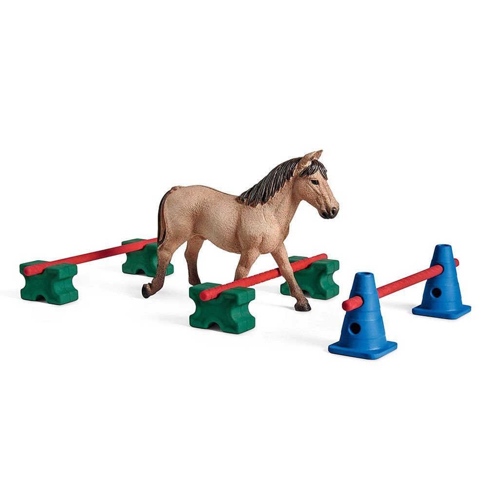 Schleich World Zubehör Pferd Set Sammel-Figur Pony Spielfigur mit Schleich® Farm Slalom