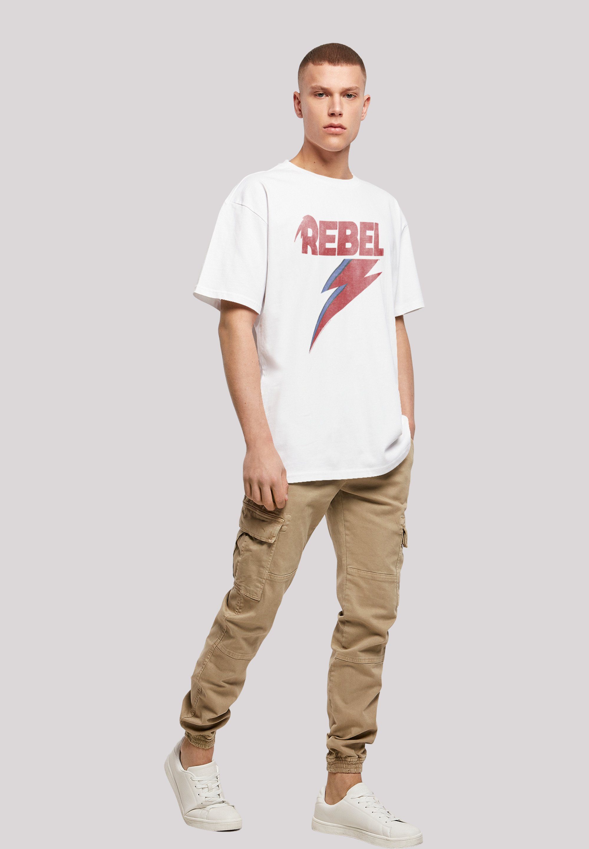 Print David Band T-Shirt Rock Distressed Rebel Music weiß Bowie F4NT4STIC