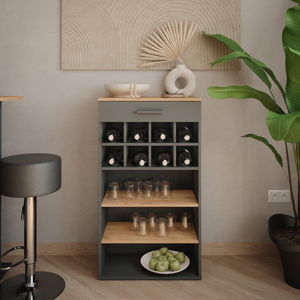 Vicco Weinregal Repose, Goldkraft Eiche/Anthrazit, 60 x 106 cm, 1-tlg.