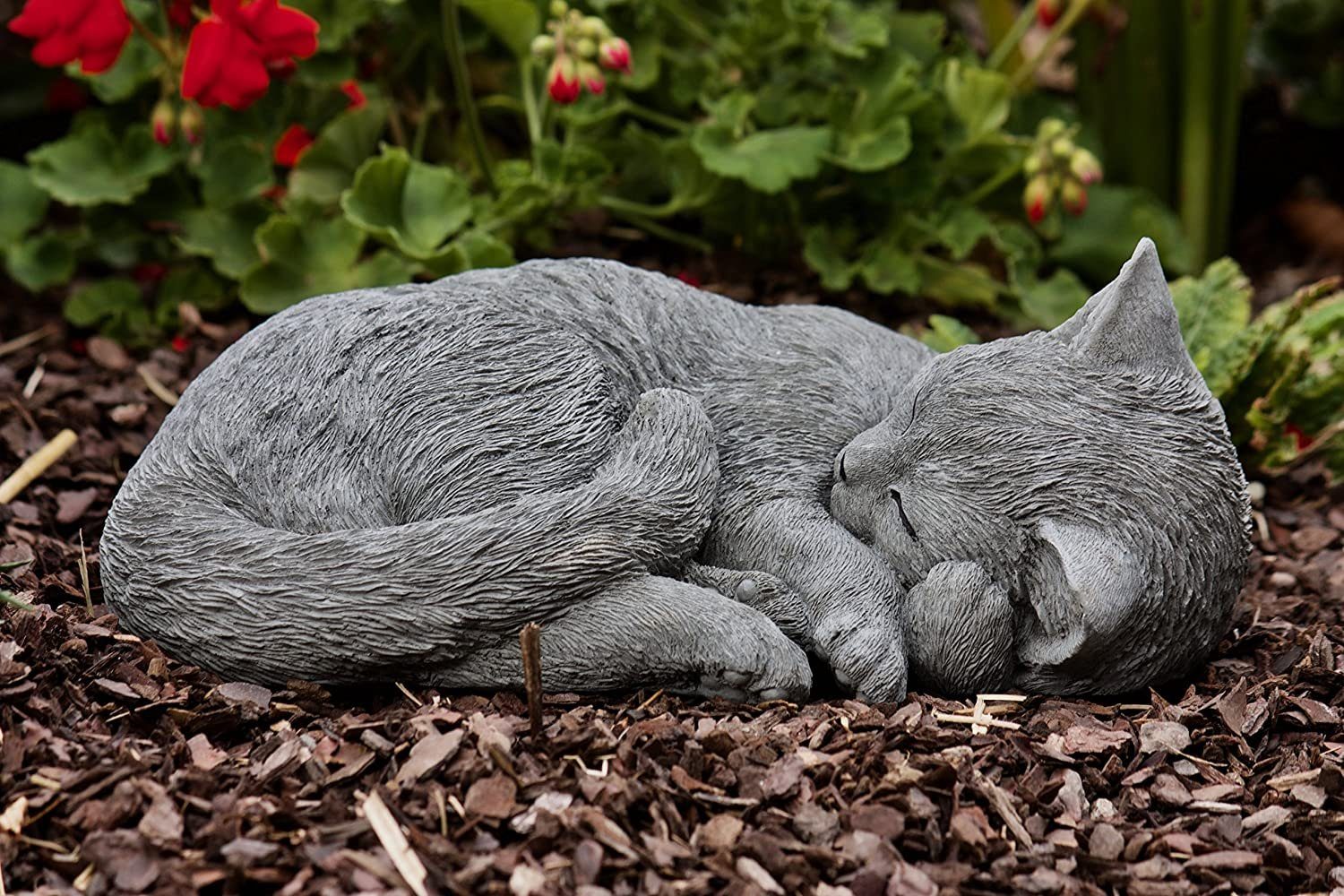 Stone and Style Gartenfigur Steinfigur Katze Karthäuser schlafend eingerollt