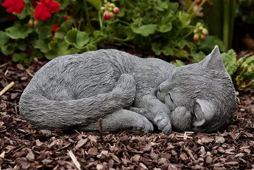 Stone and Style Gartenfigur Steinfigur Katze Karthäuser schlafend eingerollt