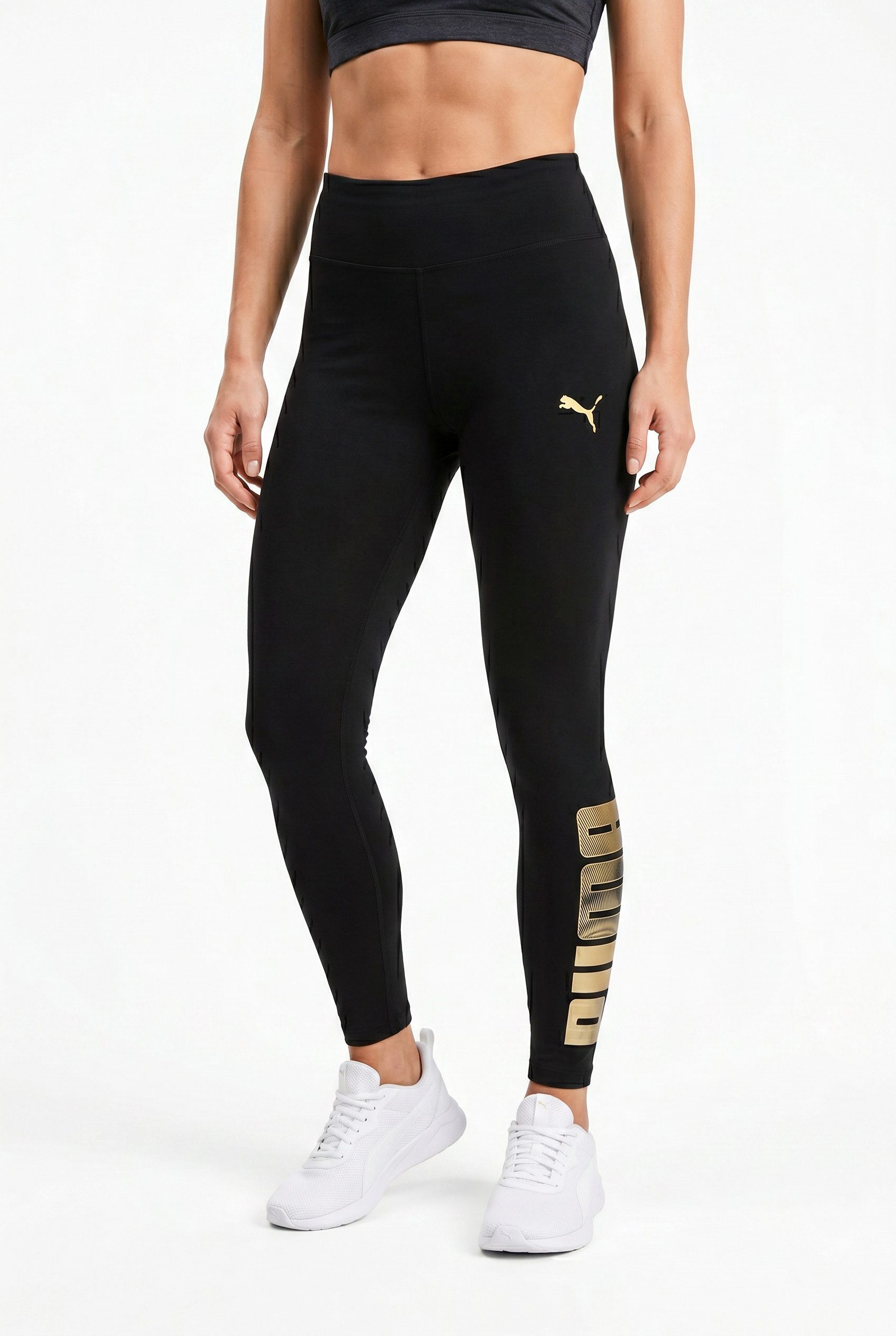PUMA Leggings ESS LOGO LAB METALLIC LEGGINGS aus Baumwollmischung, sportlicher Stil, schmale Passform