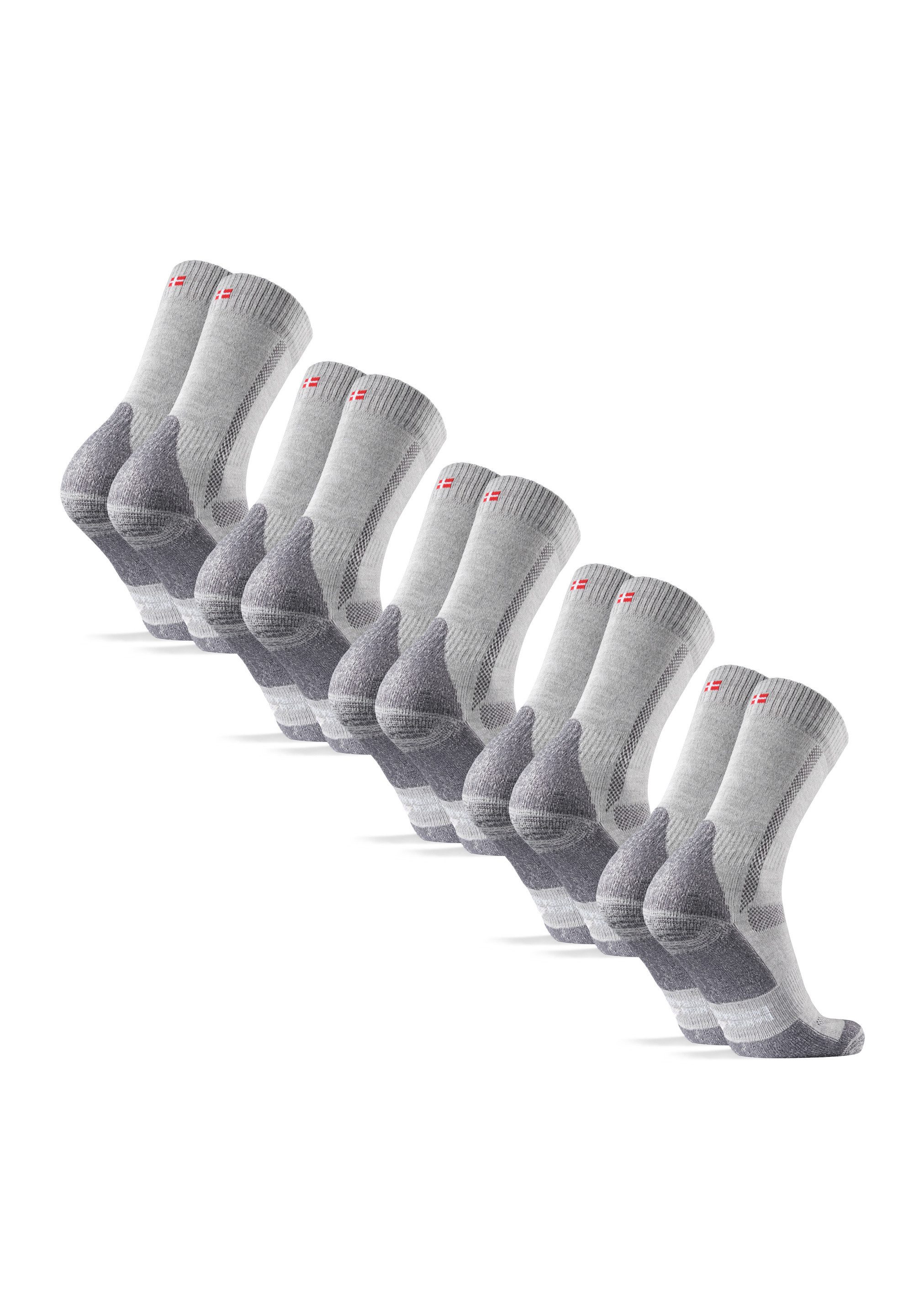 DANISH ENDURANCE Sportsocken Classic Crew 5 Paar Anti-Blasen Wandersocken für Damen & Herren, thermoregulierend