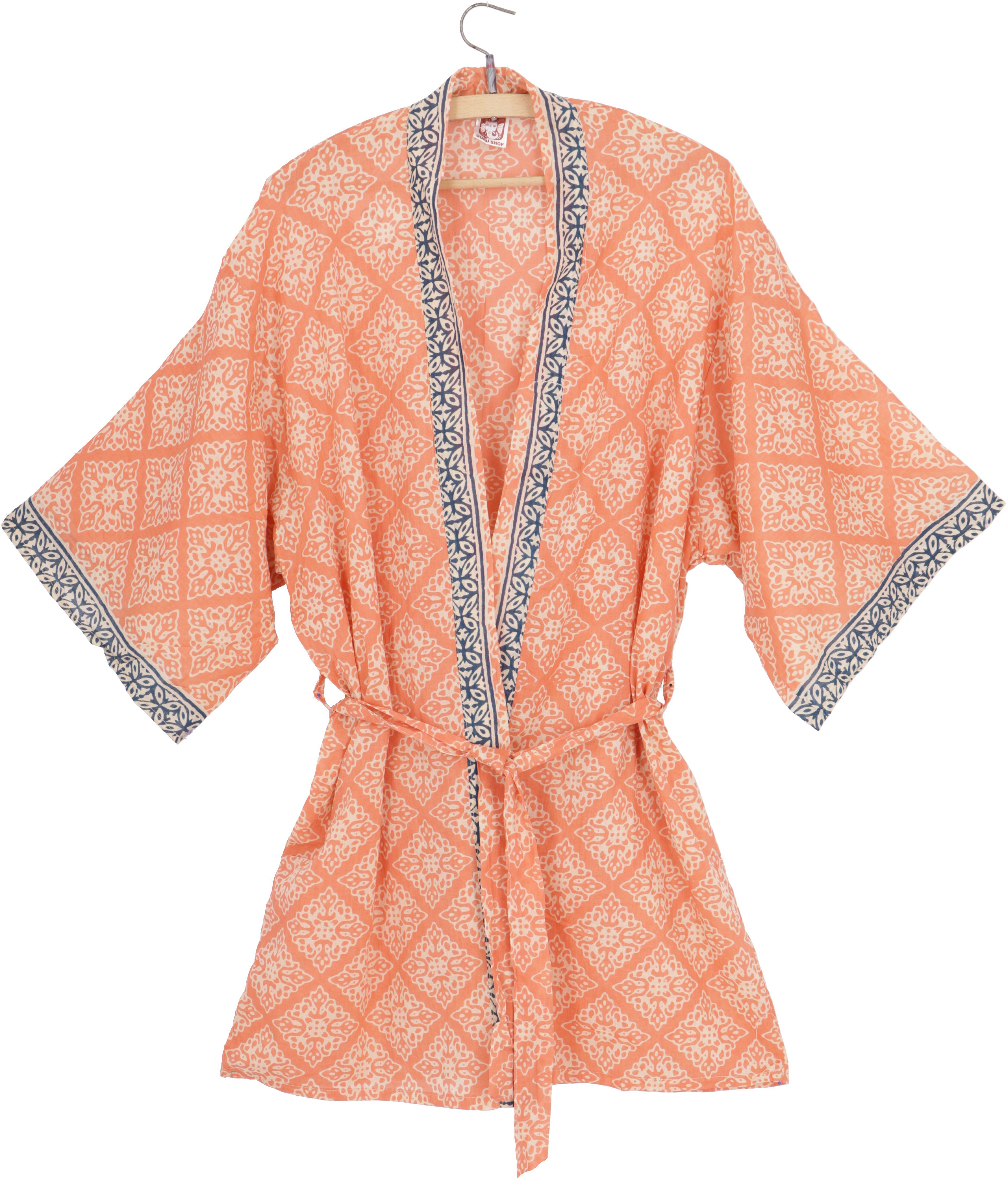 Kimonokleid, Kimono Kimono knielanger apricot Bekleidung Boho alternative Kimono, Guru-Shop aus..,