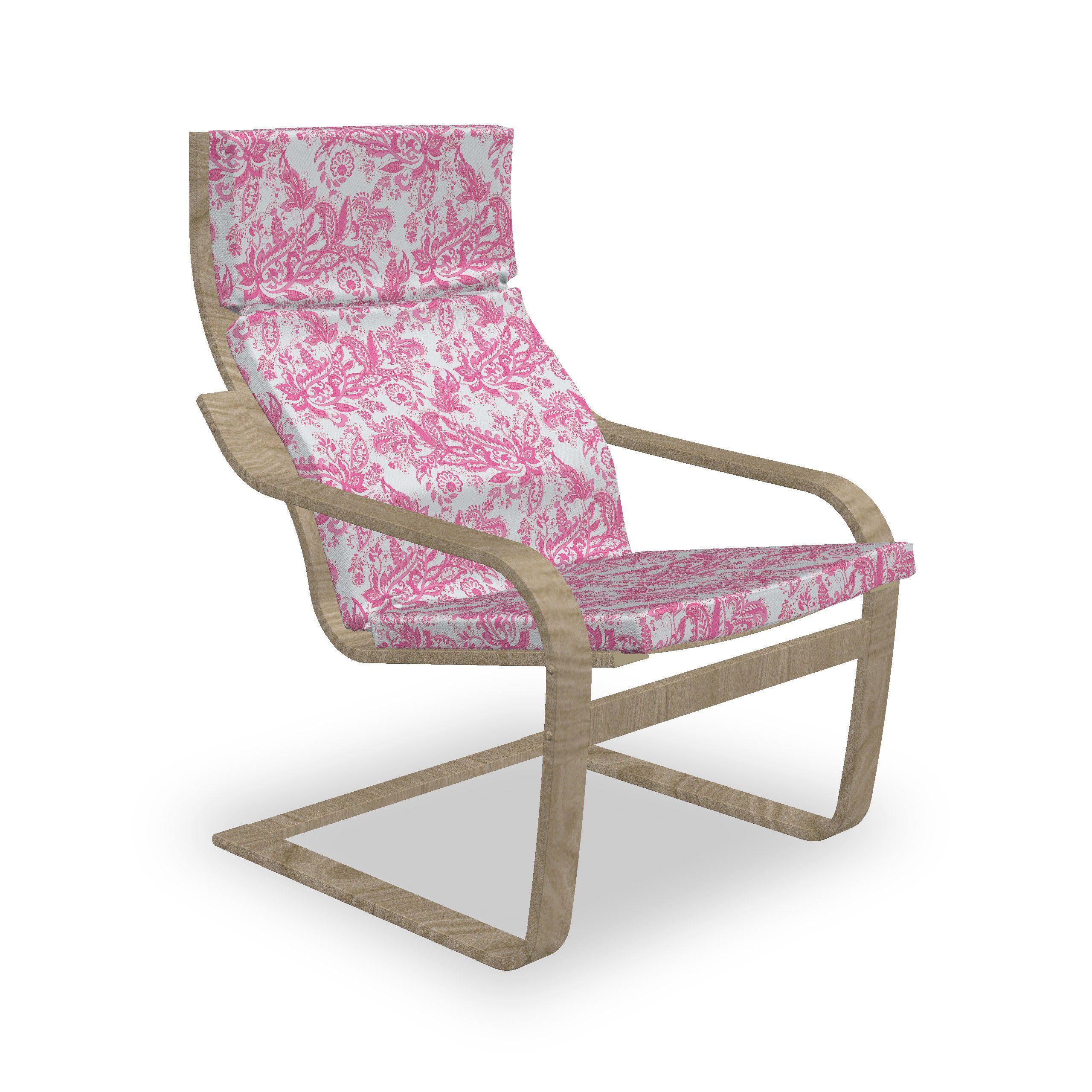 Abakuhaus Stuhlkissen Sitzkissen mit Stuhlkissen mit Hakenschlaufe und Reißverschluss, Blumen Pinkish Paisley-Muster
