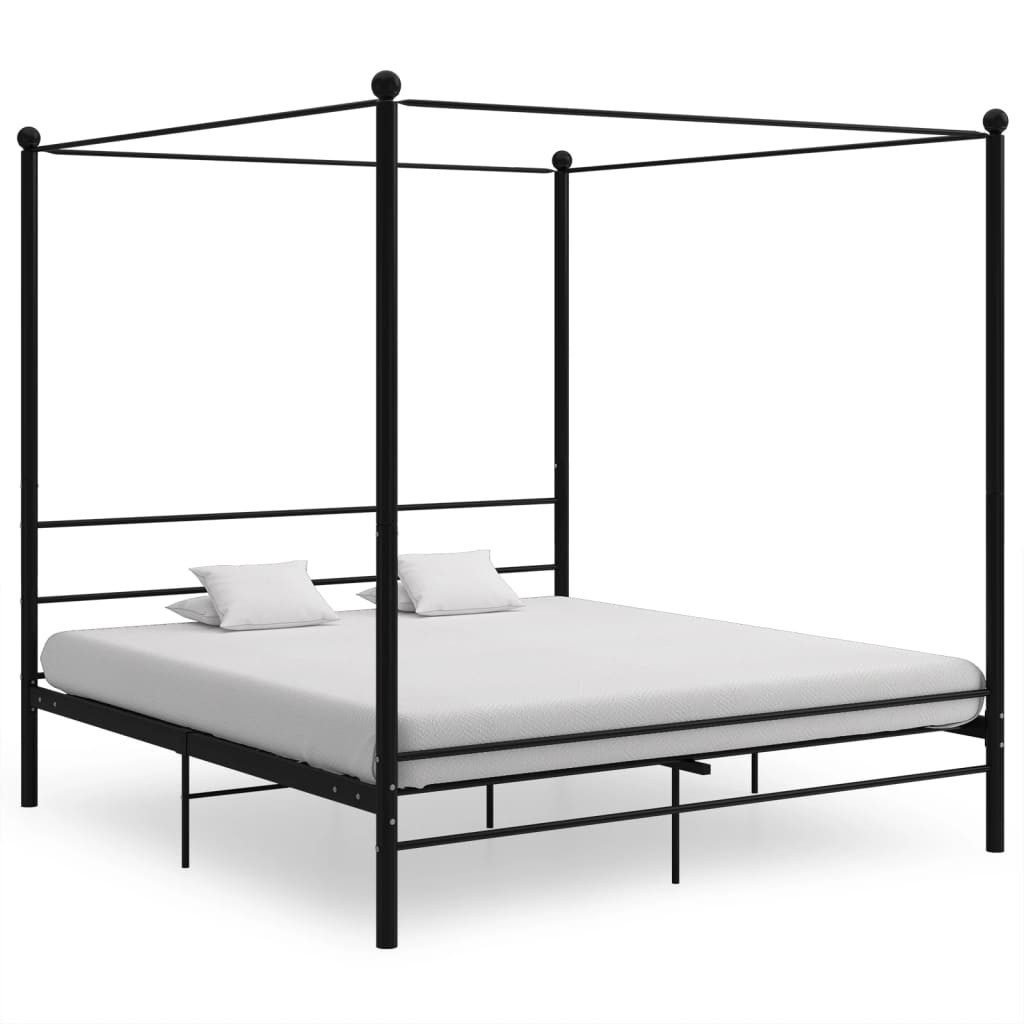 Bettgestell Elegantes Metallbett Schwarz 208 x 206 x 201 cm