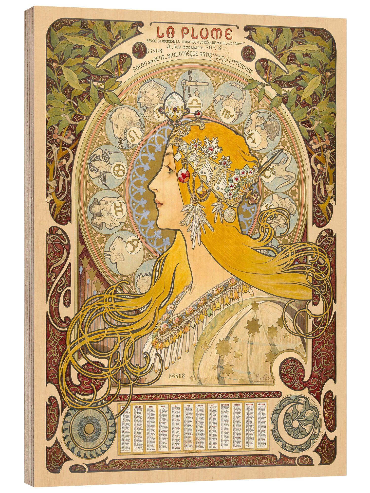 Posterlounge Wandbild La Plume - Zodiac, 1896, Alfons Mucha, erhältlich als Poster, Leinwandbild, Wandsticker oder Acrylglasbild