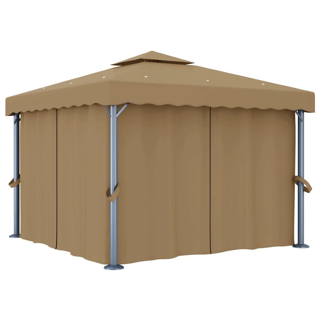 Partyzelt Pavillon mit Vorhang 3x3 m Taupe Aluminium