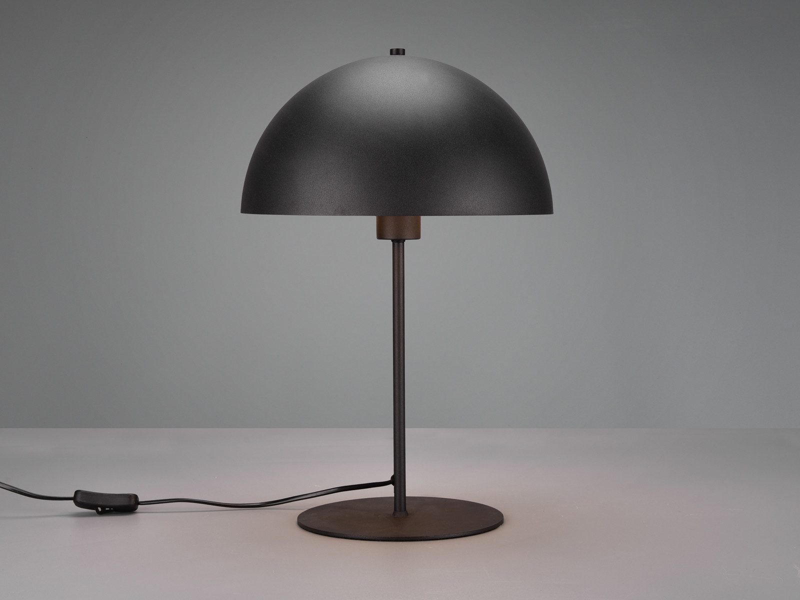 TRIO Leuchten LED Nachttischlampe, Dimmfunktion, LED wechselbar, Warmweiß, große Pilz-lampe dimmbar mit Lampenschirm Pilzform Schwarz, Höhe 45cm