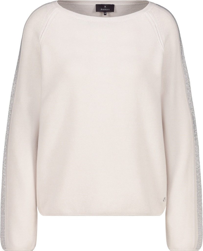 Monari Rundhalspullover Glitzer Strasssteine am Ärmel günstig online kaufen