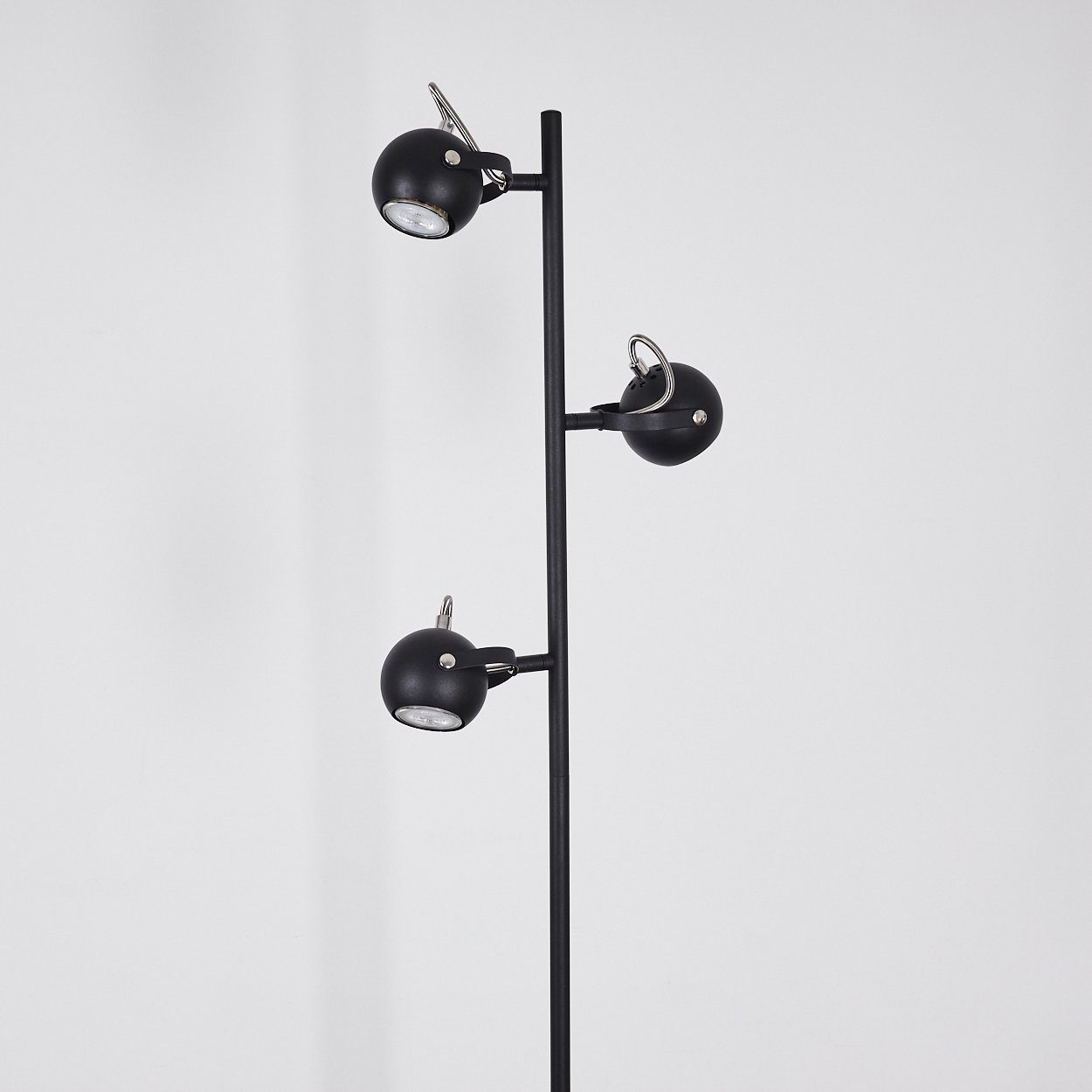 Leuchtmittel, Kelvin, Bodenlampe GU10 Standlampe aus »Aquilea« Schwarz/Chrom, 3000 Leuchtenköpfe mit hofstein verstellbar, max. Stehlampe in Fußschalter, ohne Metall
