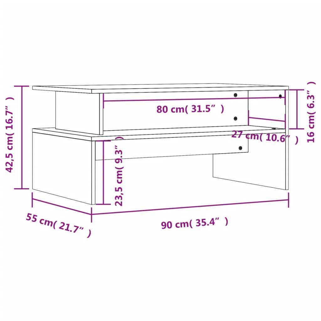 | Schwarz vidaXL Couchtisch 90x55x42,5 Schwarz cm Holzwerkstoff Couchtisch Schwarz (1-St)