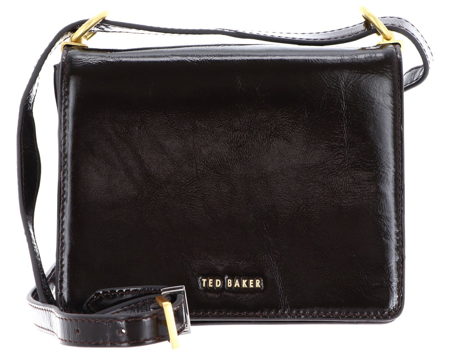Ted Baker Umhängetasche Crinkle Patent Belted Detail Crossbody Bag, aus echtem Rindsleder