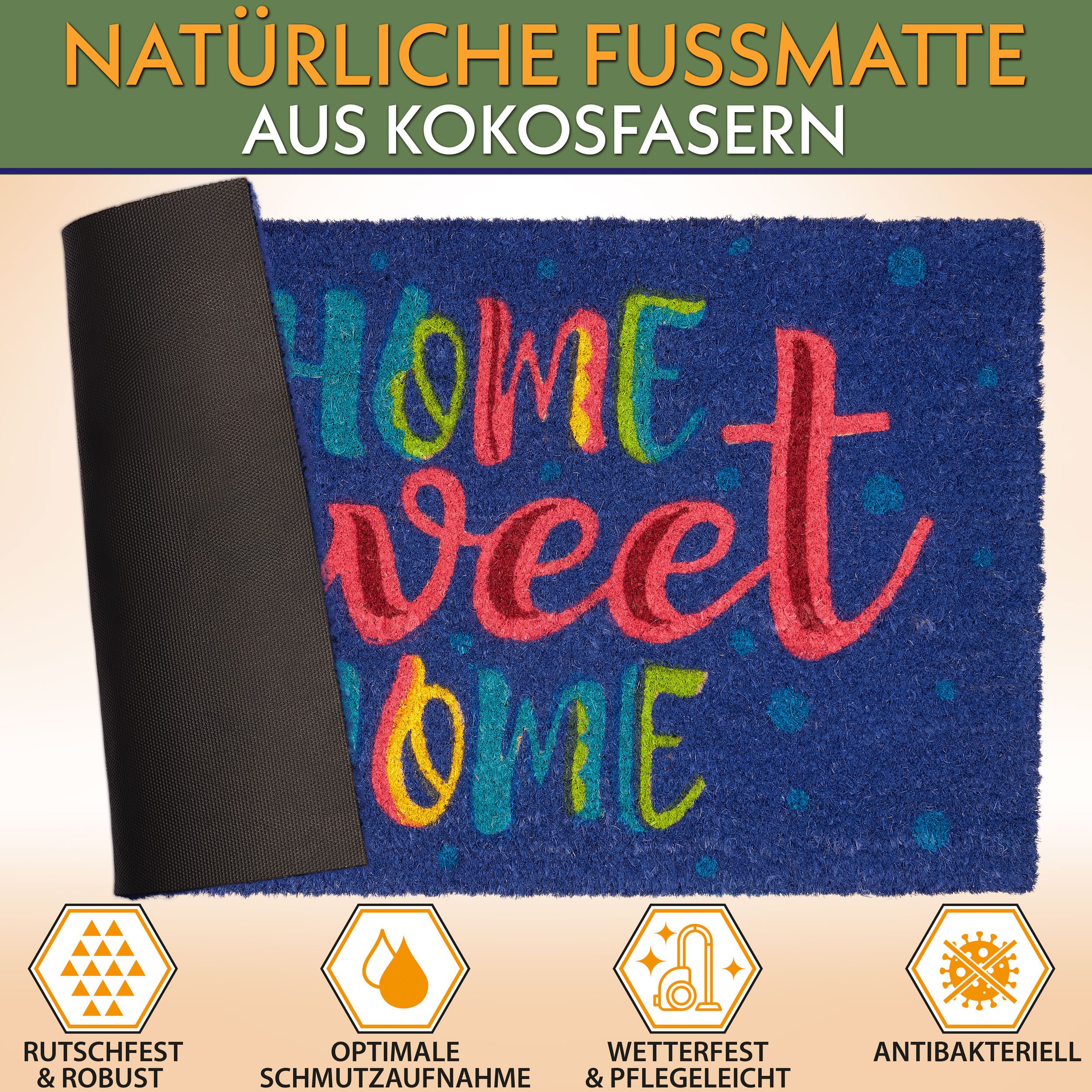 BRUBAKER Fußmatte Schmutzfangmatte für Außen und Innen - 45 x 75 cm Kokos F günstig online kaufen