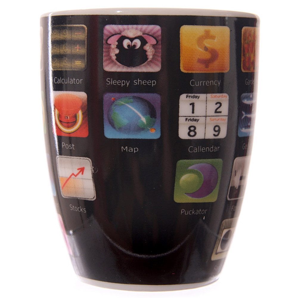 Puckator Tasse mit App-Design aus Porzellan ~ Füllmenge ca. 300ml, Porzellan