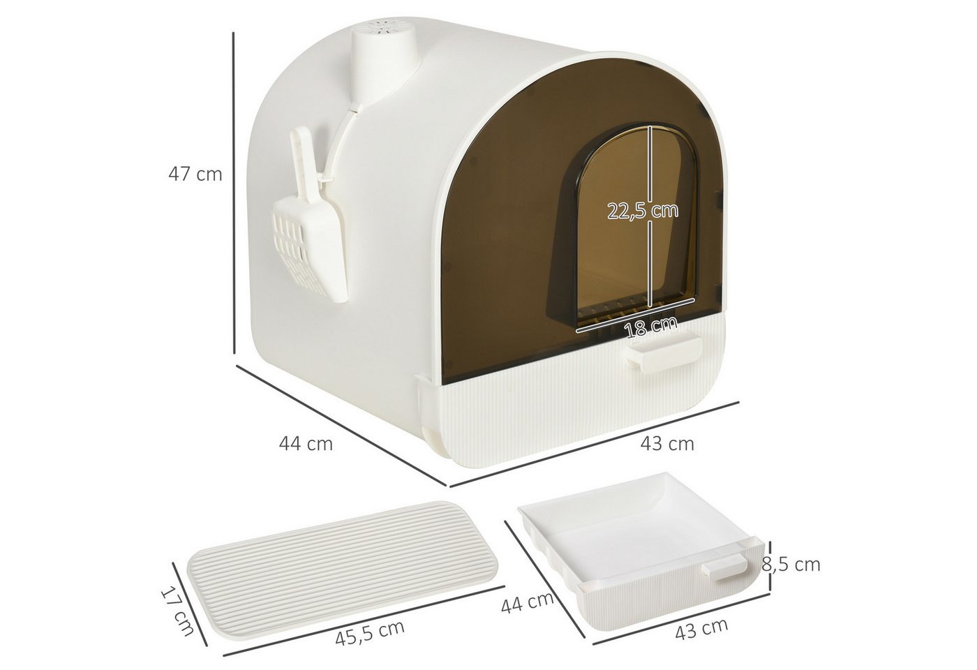 Thumbnail - MC Star Katzentoilette mit Haube Toilette für Katzen bis 5 kg, mit Deckel, Katzenstreu Matte