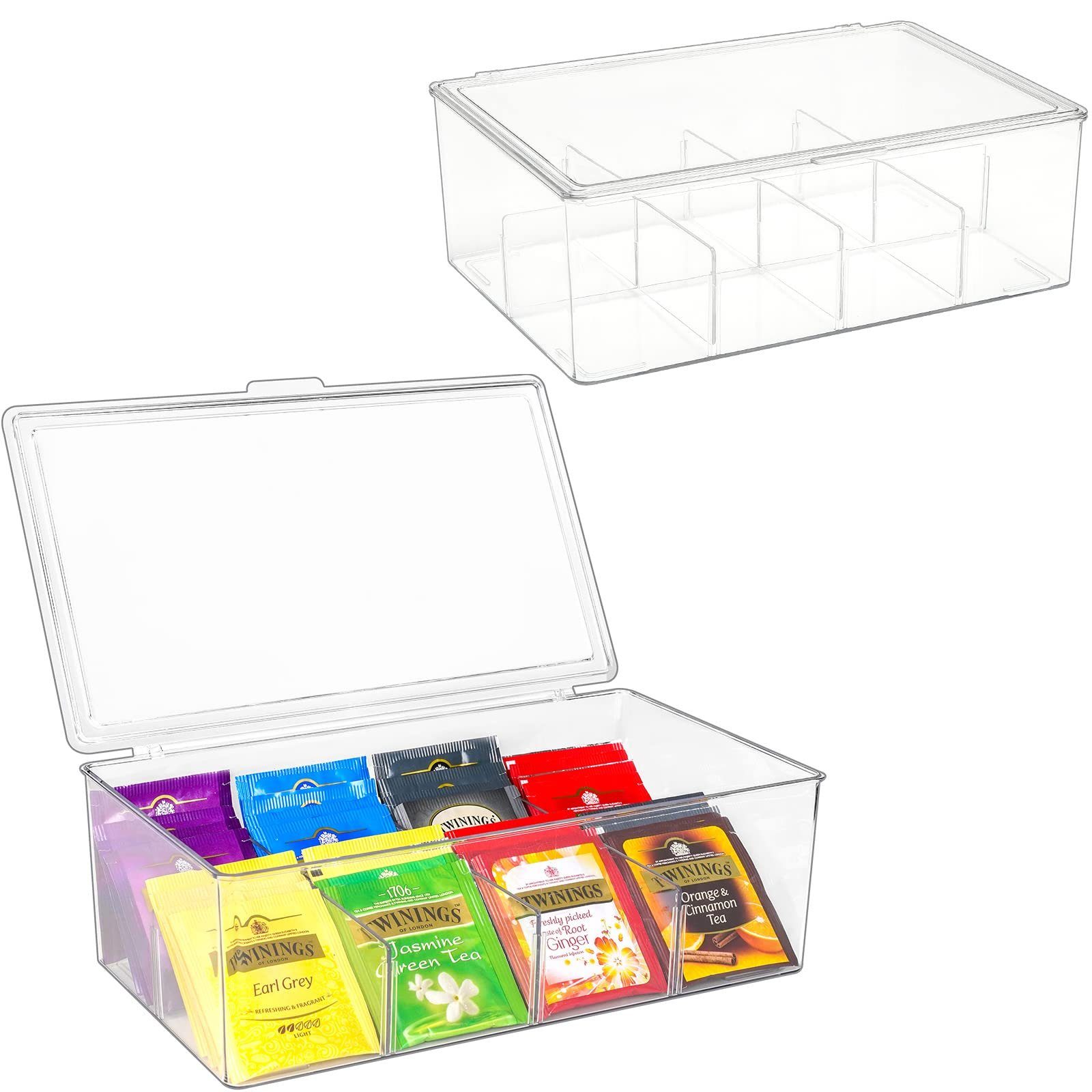 Jormftte Teebox Tee Aufbewahrungsbox Teebeutel Boxen aus Kunststoff,für Tee  Organizer