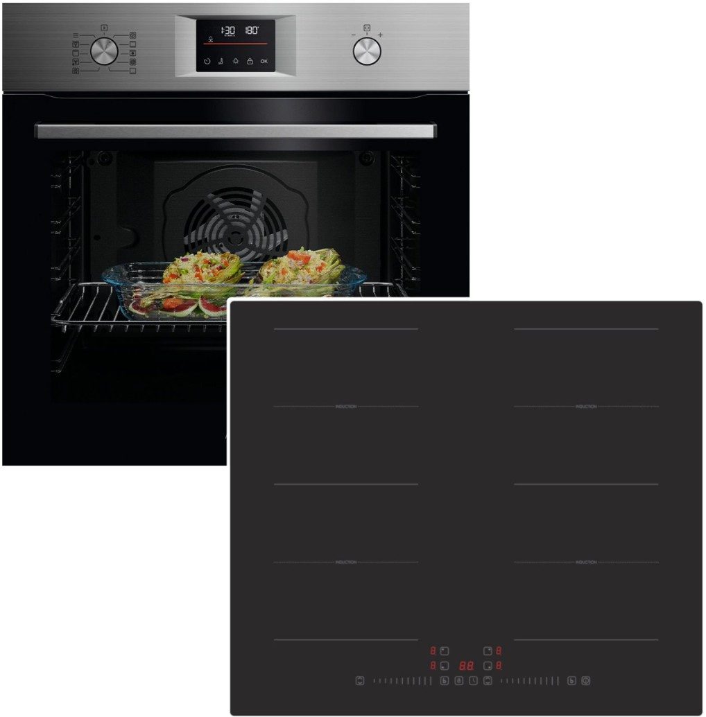 AEG Backofen-Set Pyrolyse Antifingerprint + PKM Induktionskochfeld 2 Flex-Zonen 60 cm, Pyrolyse-Selbstreinigung