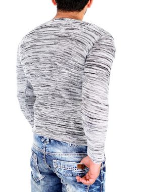 Reslad Strickpullover Reslad Strickpullover Herren-Pullover Melange Look Grobstrick-Pulli (1-tlg) Slim Fit Rundhalspullover für Männer