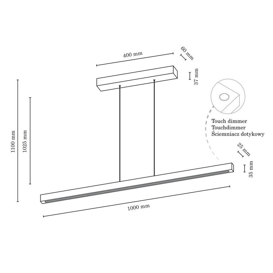 hofstein Pendelleuchte dimmbare Hängelampe aus Holz/Metall/Kunststoff in  Natur/Weiß, LED wechselbar, Höhe max. 115cm, dimmbar über An-/Ausschalter,  LED 15 Watt, 1330 Lumen