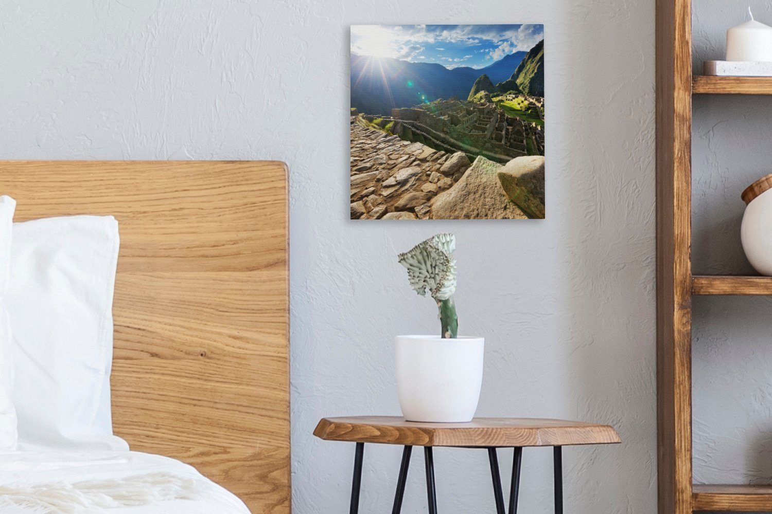 Bilder Sonne, Machu Picchu St), - Wohnzimmer Leinwand Schlafzimmer OneMillionCanvasses® für (1 Leinwandbild - Peru