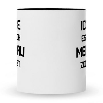 GRAVURZEILE Tasse mit Spruch - Ich liebe es wenn mich meine Frau zocken lässt, Keramik, Farbe: Schwarz & Weiß