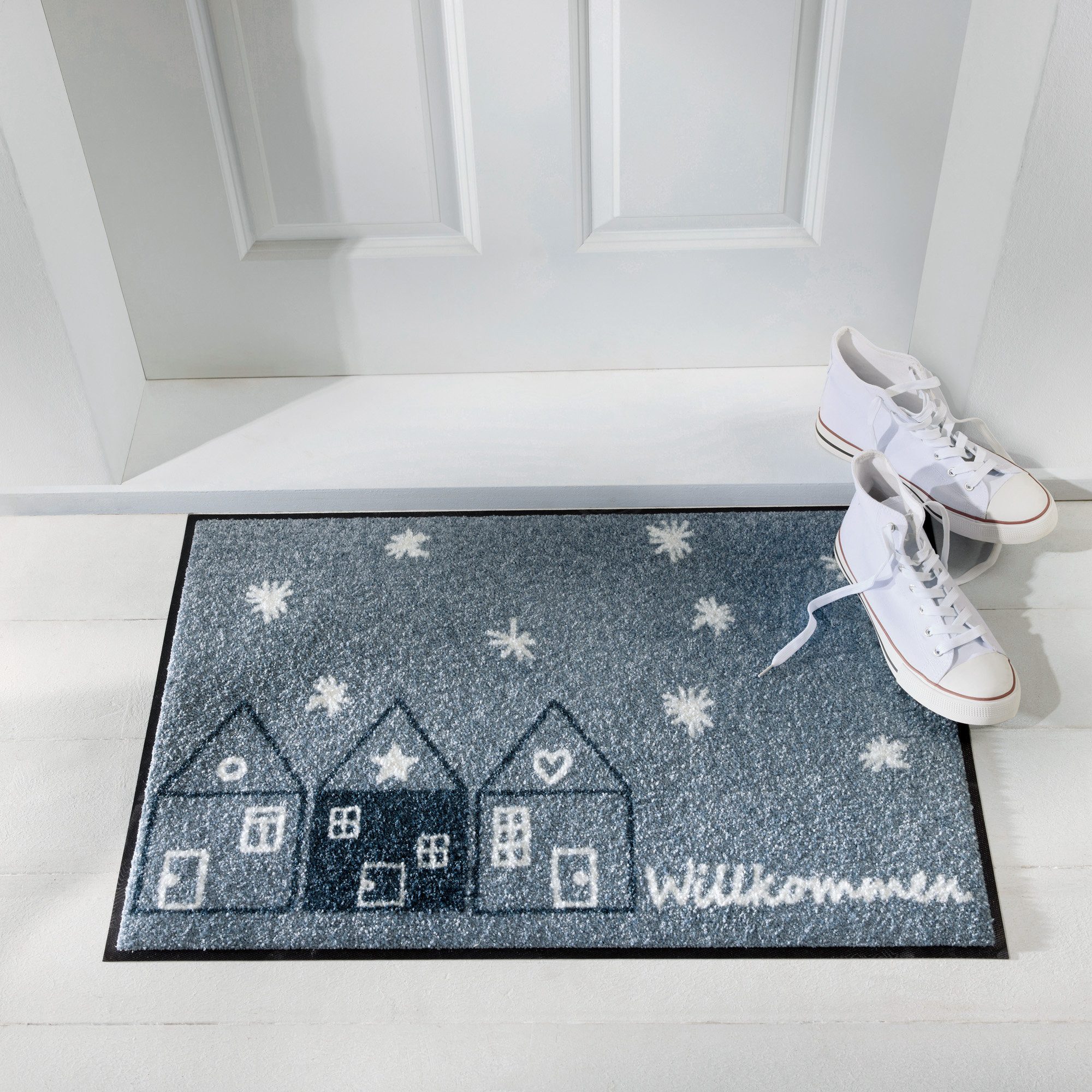 Erwin Müller Fußmatte Fußmatte "Winterhäuser", eckig, Höhe: 7 mm, Motiv