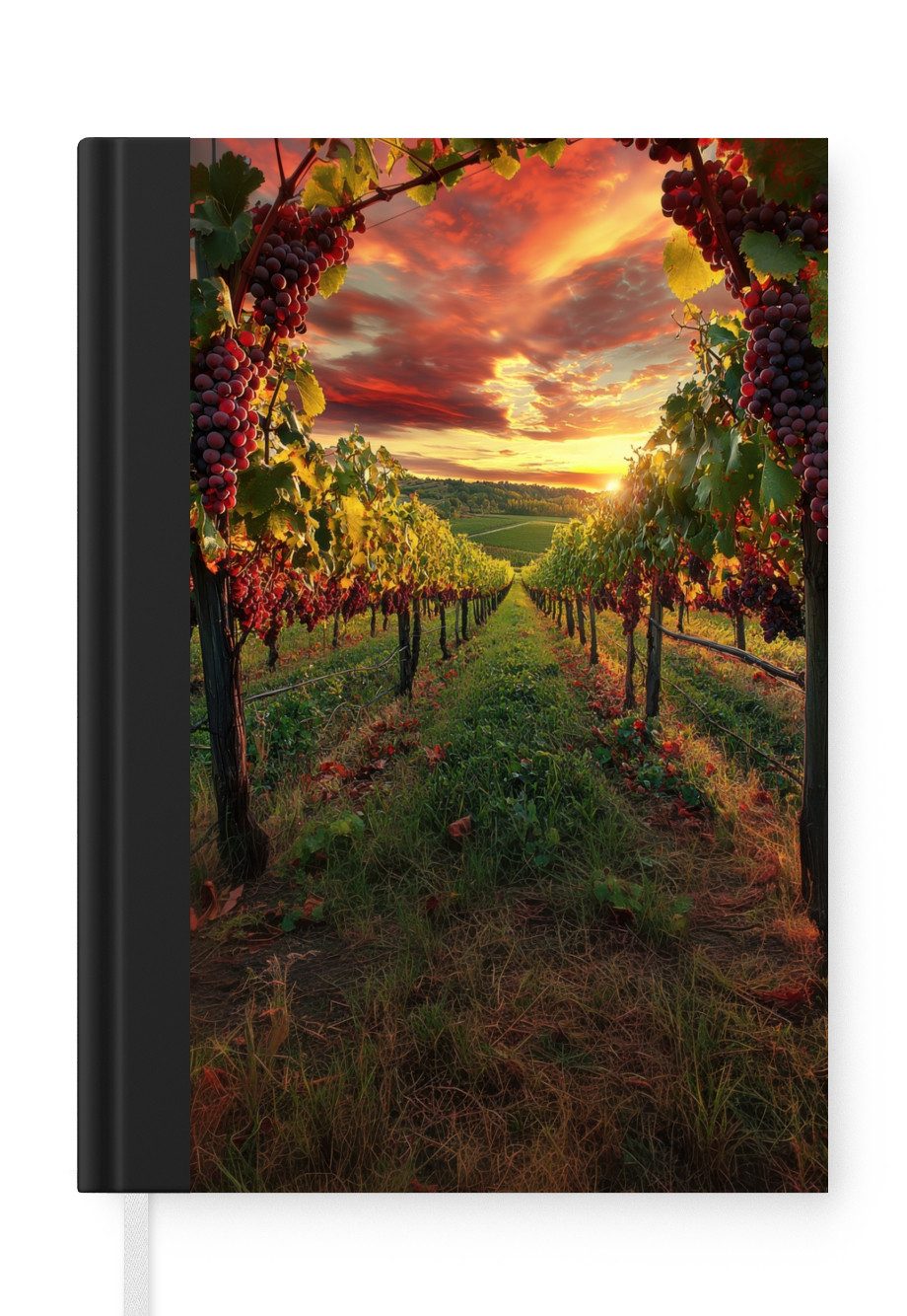 MuchoWow Notizbuch Weinberg - Weintrauben - Sonnenuntergang, Notebook, Notizblock a5, Tagebuch, Journal Liniert