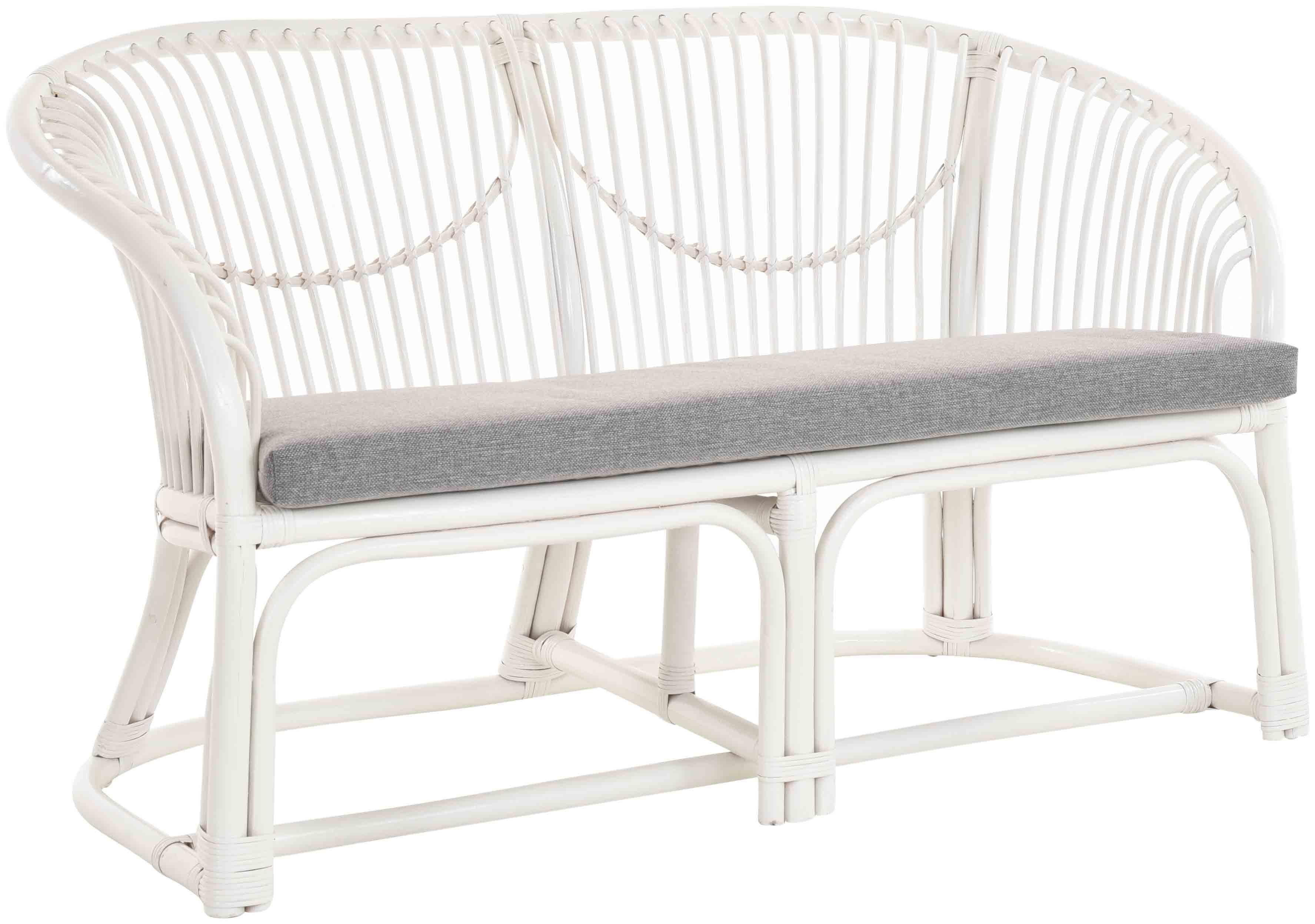 Krines Home Loungesofa Gestäbtes Korbsofa mit Armlehne Zweisitzer Rattan Bank Lounge Sofa, Bequeme Form