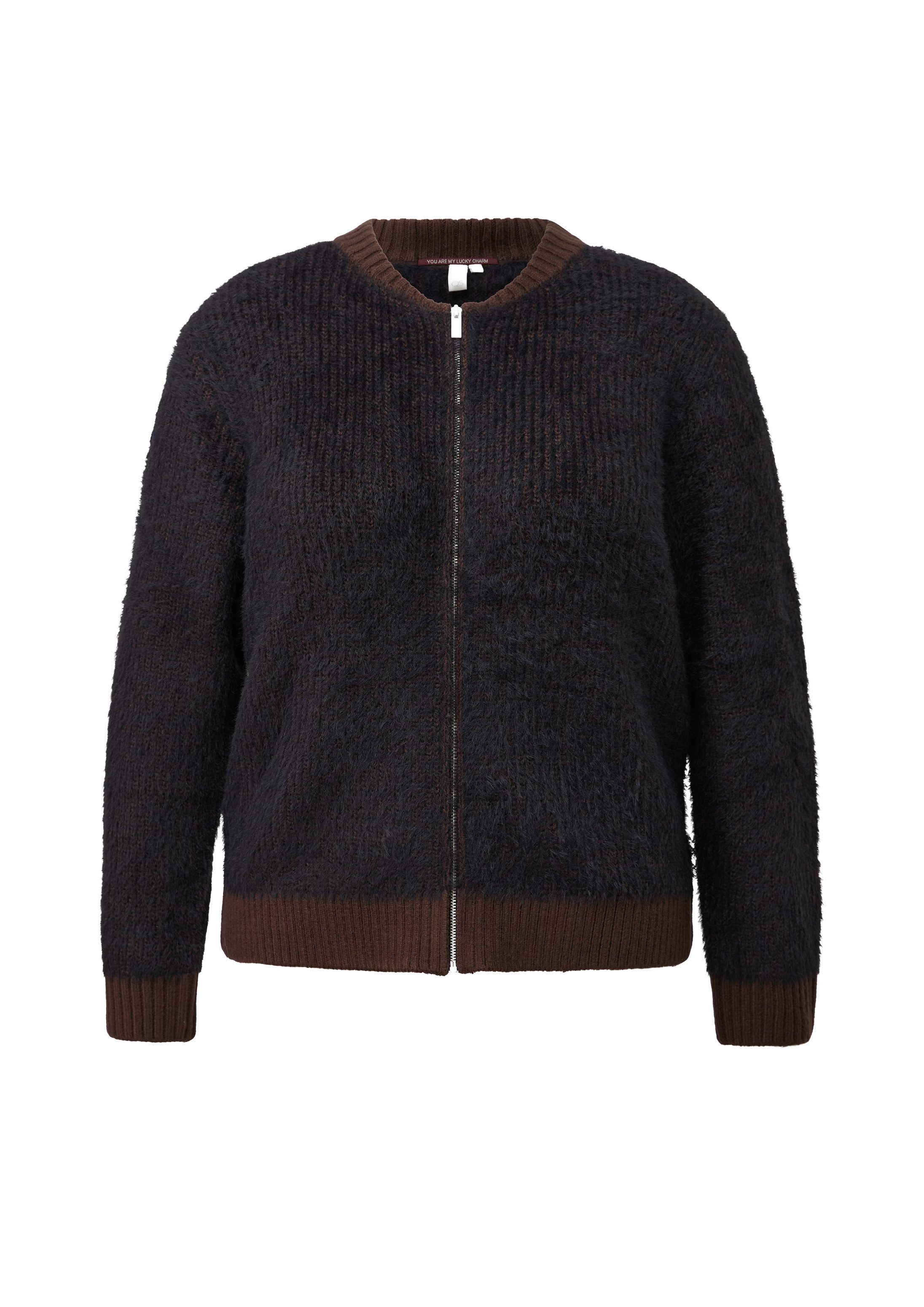 QS Cardigan Strickjacke Flauschiger Strick-Blouson