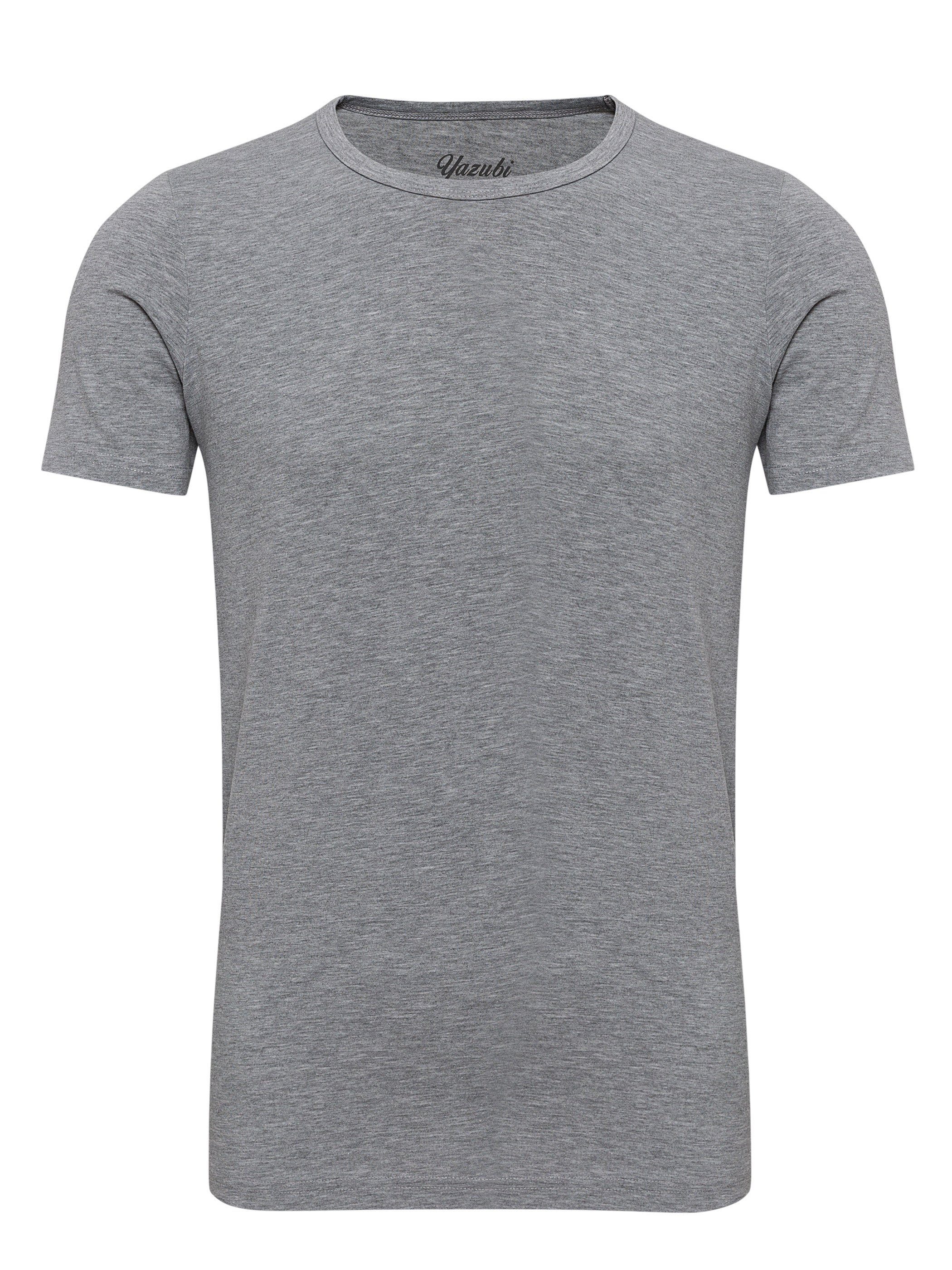 Yazubi Crew Yazubi Grau Tee 163907) - (dapple Neck gray T-Shirt Rundhalsshirt Basic modernes (1-tlg) Mythic