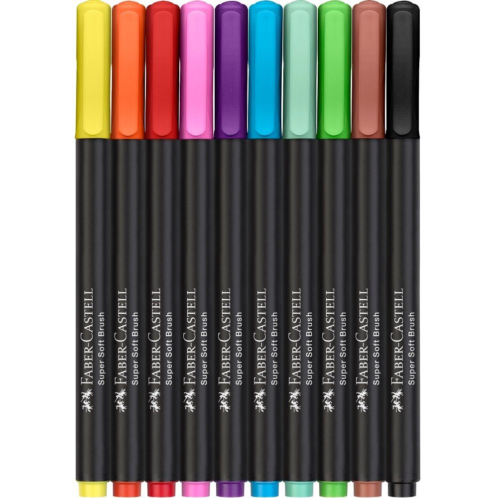 Faber-Castell Filzstift 10 Filzstifte BLACK EDITION mit weicher Pinselspitze