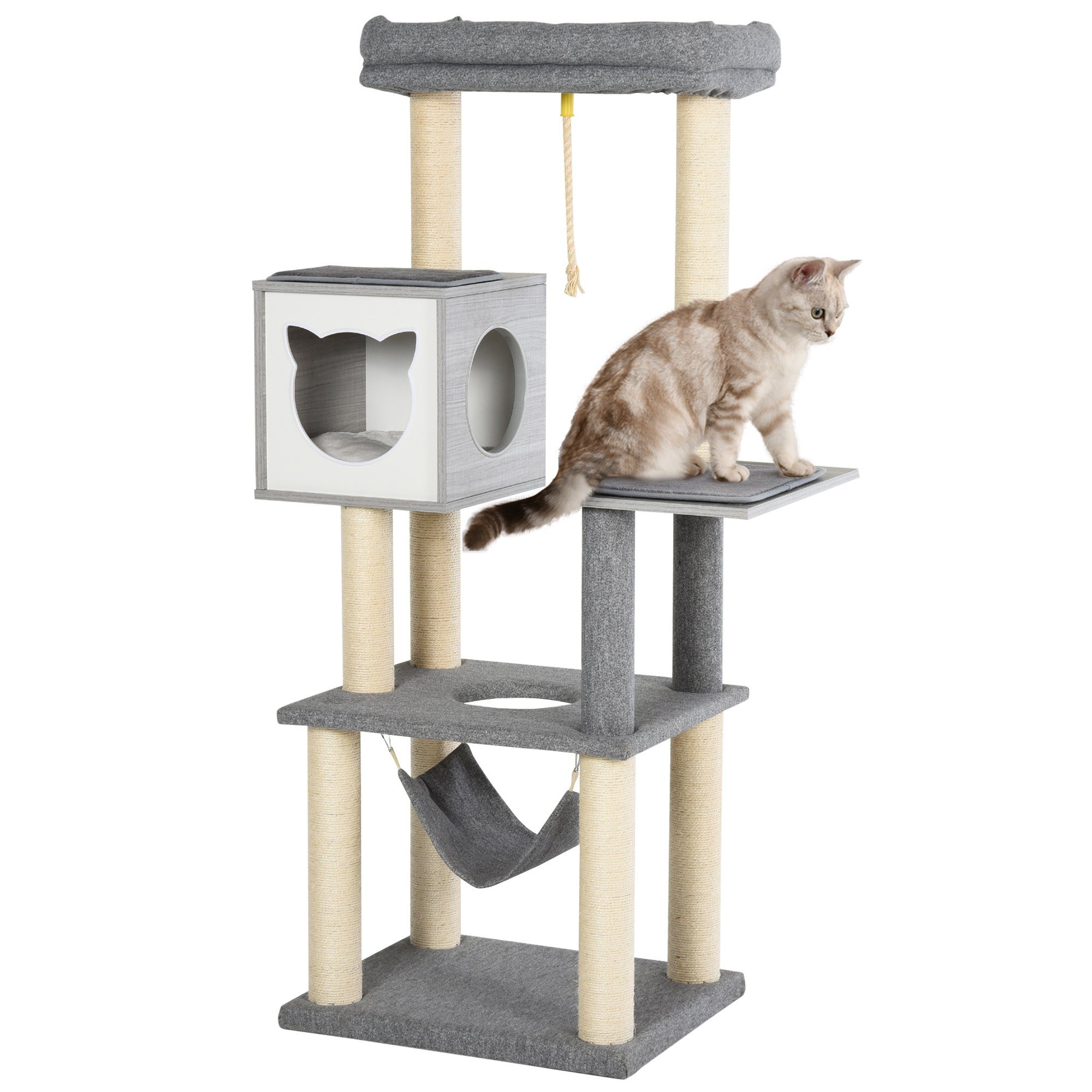 PawHut Kratzbaum Katzenbaum mit Hängematte Kletterbaum günstig online kaufen