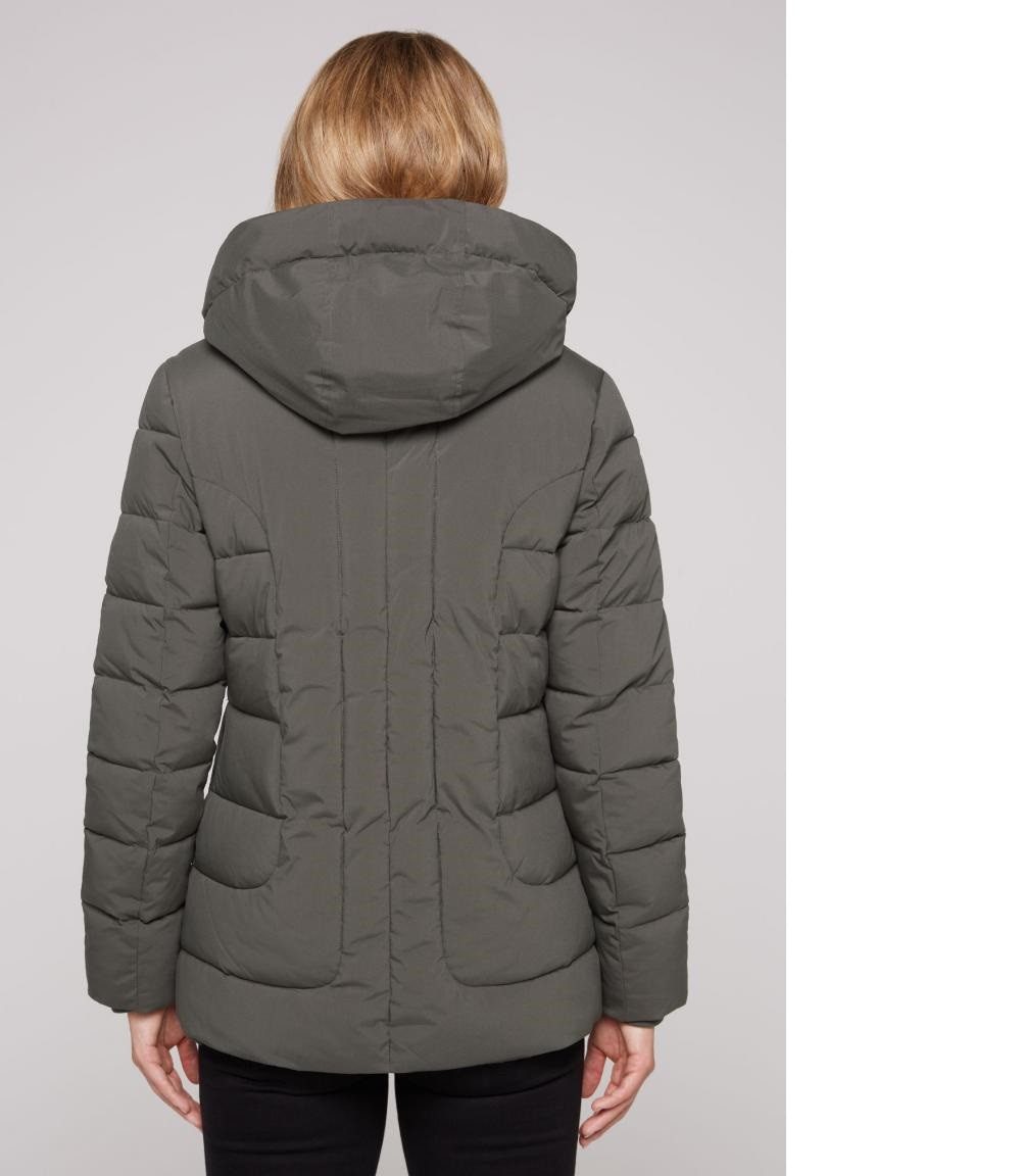 SOCCX Steppjacke Puffer-Jacke mit abtrennbarer Kapuze olive mit abnehmbarer Kapuze