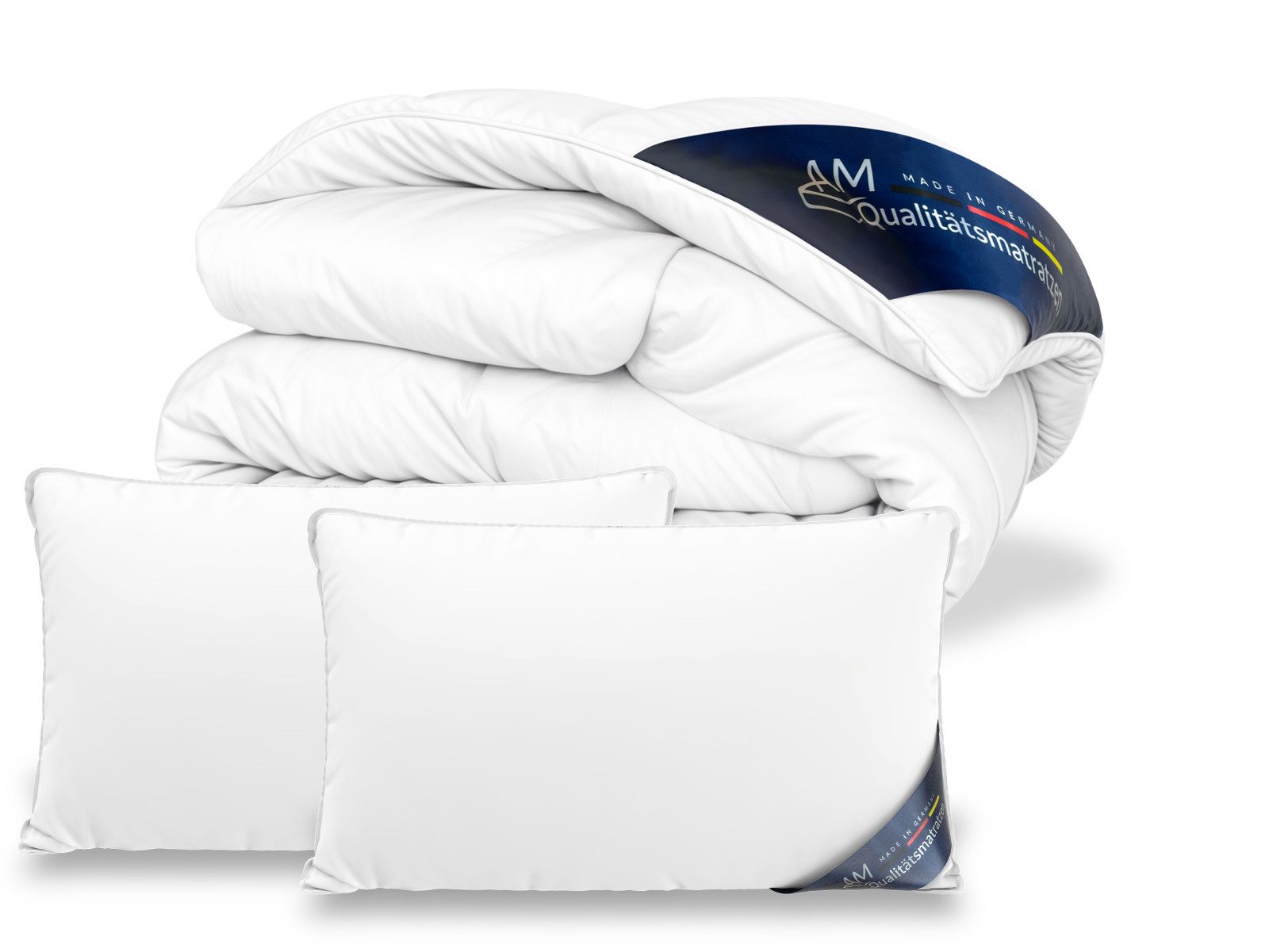 DormiGood Daunenbettdecke + Daunenkissen Set, Premium Bettdecke + 3 Kammer Kopfkissen, Warm für den Winter, 220x240cm, Winter
