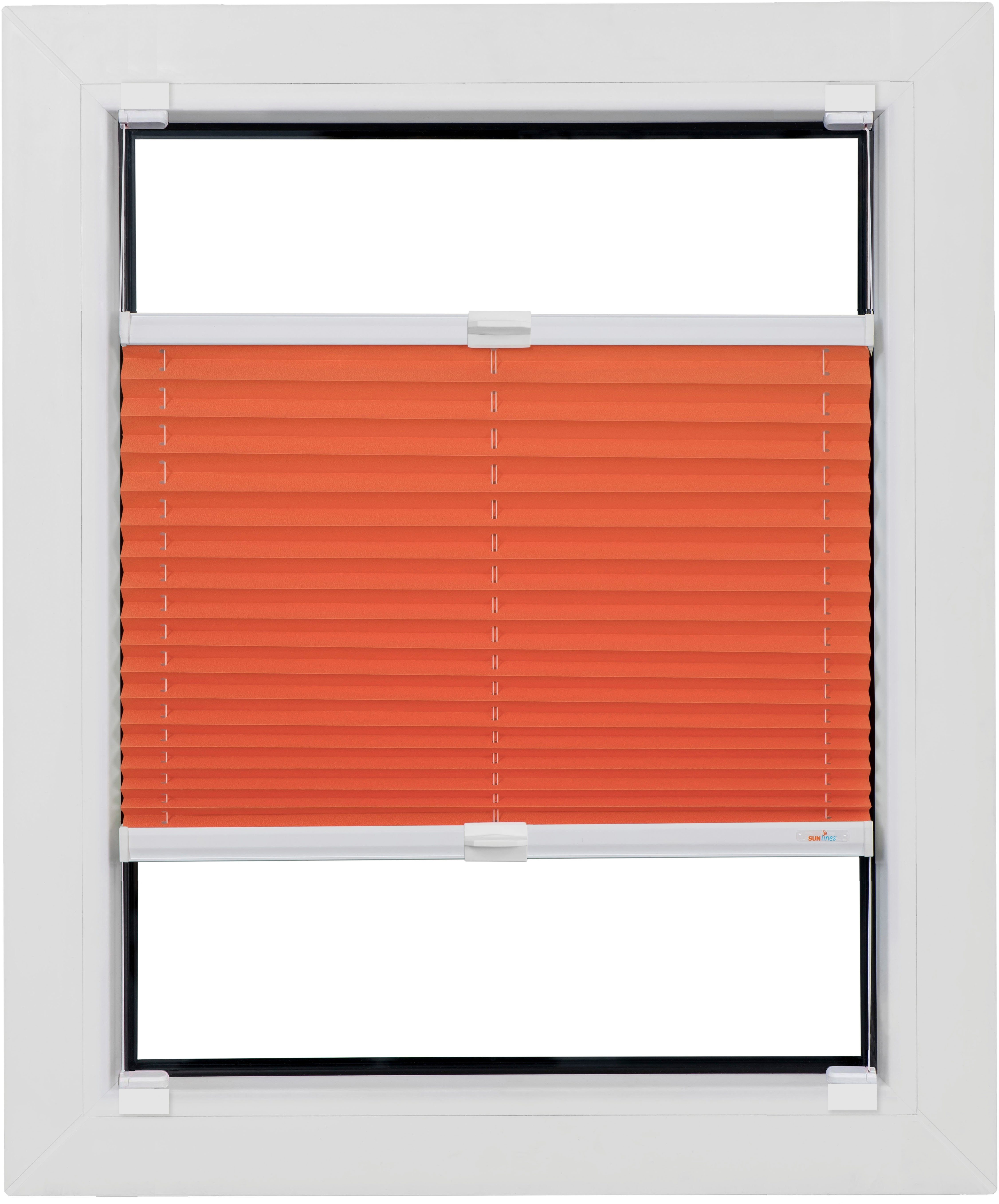 Haftfix One ohne Bohren, Crepe, Klebe-Plissee verspannt, sunlines, orange Style Size blickdicht,