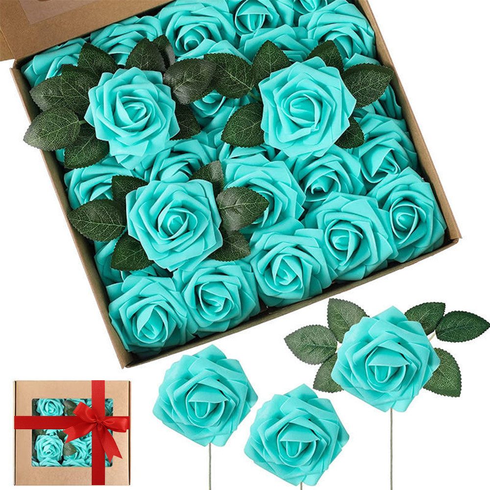 Kunstblume 25 Stück künstliche Rosen für Dekoration,Valentinstag Geschenk Frau, Cbei, Valentintstagsgeschenk Frauen Blumen Rose