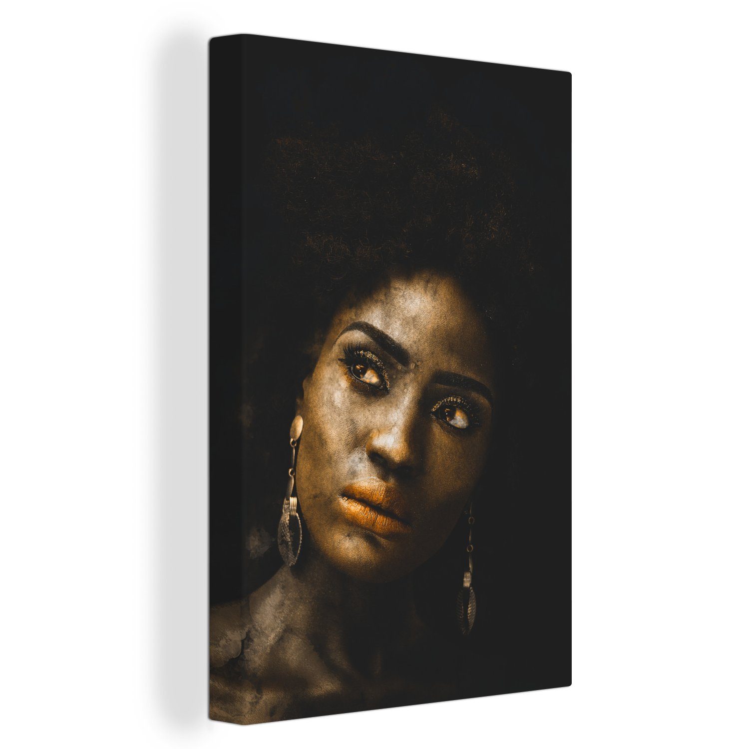 OneMillionCanvasses® Leinwandbild Frauen - Ohrringe - Lehm, (1 St), Leinwandbild fertig bespannt inkl. Zackenaufhänger, Gemälde, 20x30 cm