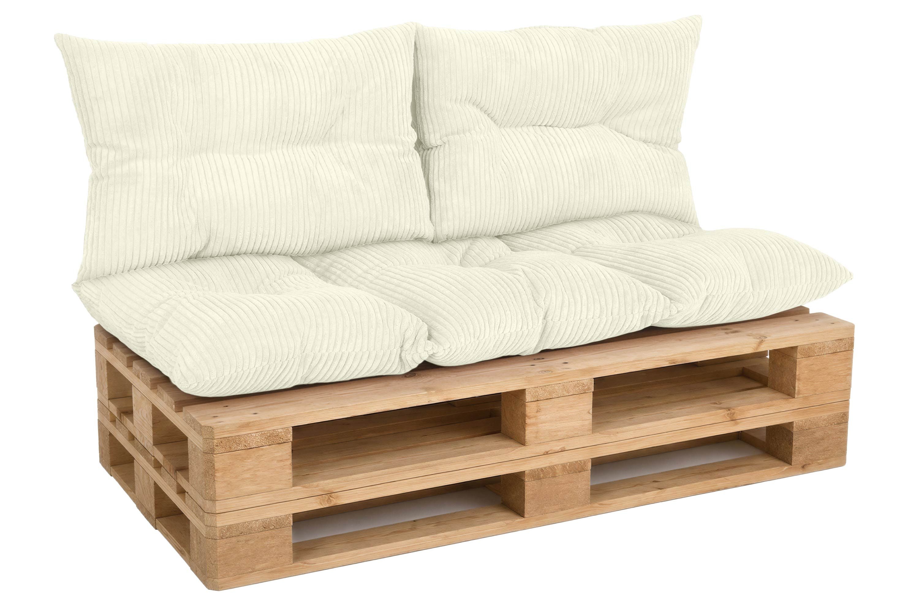 Amilian Palettenkissen Set 3-teilig Palettenauflagen für Europaletten, Balkon, Terrasse, Sitzkissen 120x60 cm + 2x Kissen 40x60 cm