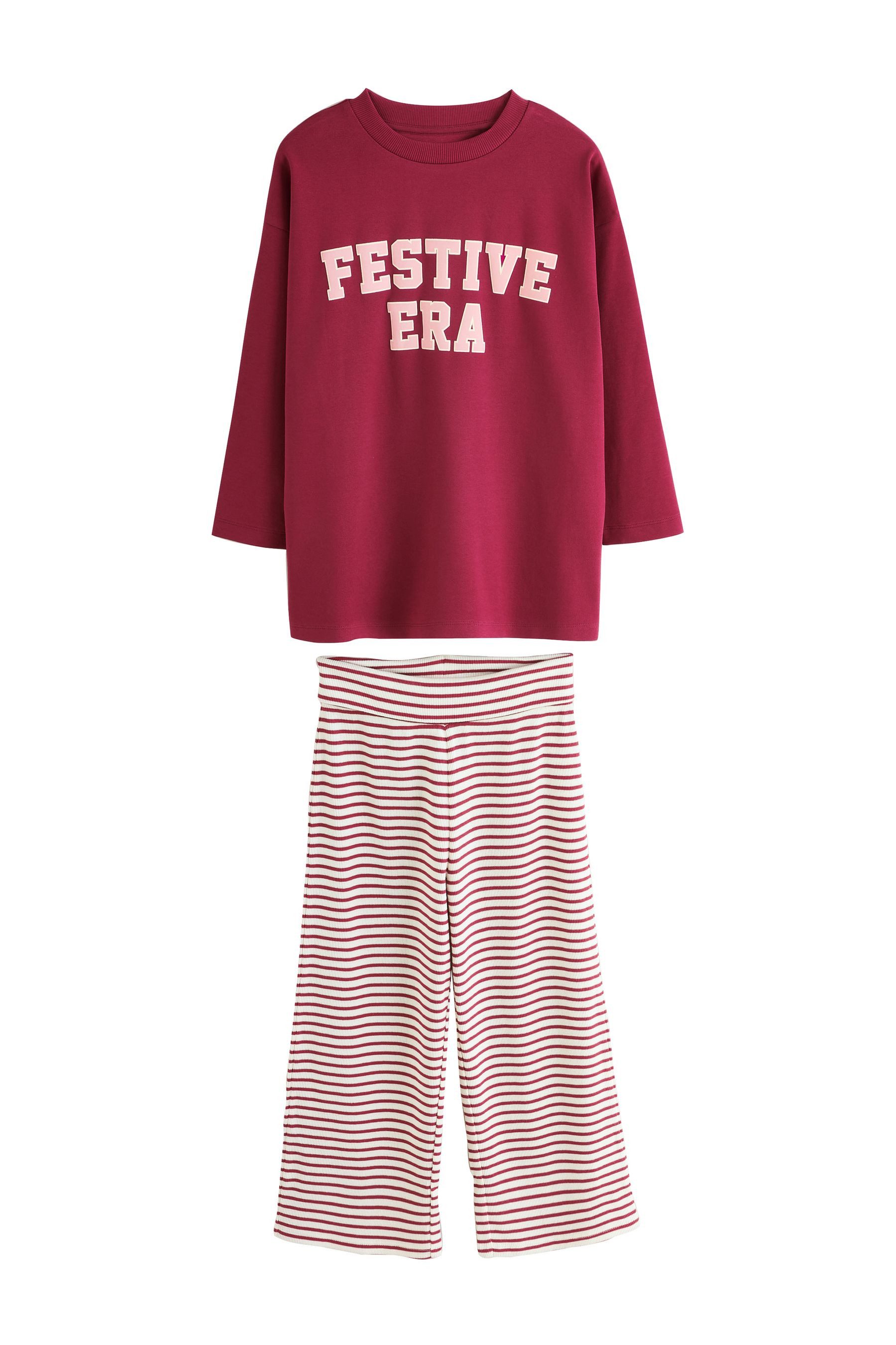 Next Pyjama Weihnachtlicher Schlafanzug mit Hose im Yoga-Stil (2 tlg)