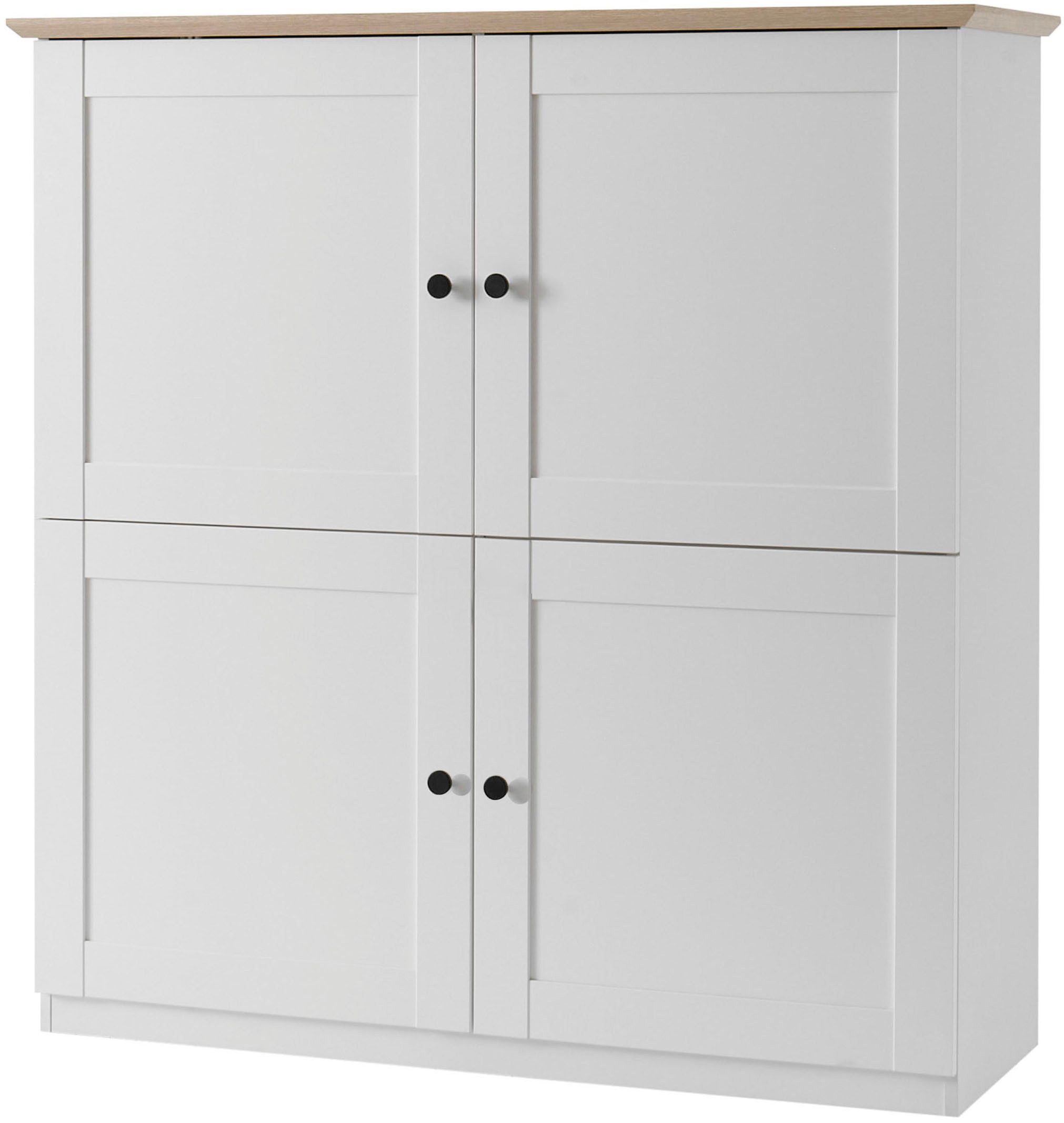 OTTO home Highboard Brest, Schrank im Landhausstil, Wohnzimmerschrank, Mehrzweckschrank, schwarze Metallgriffe, ausreichend Stauraum, 128 …