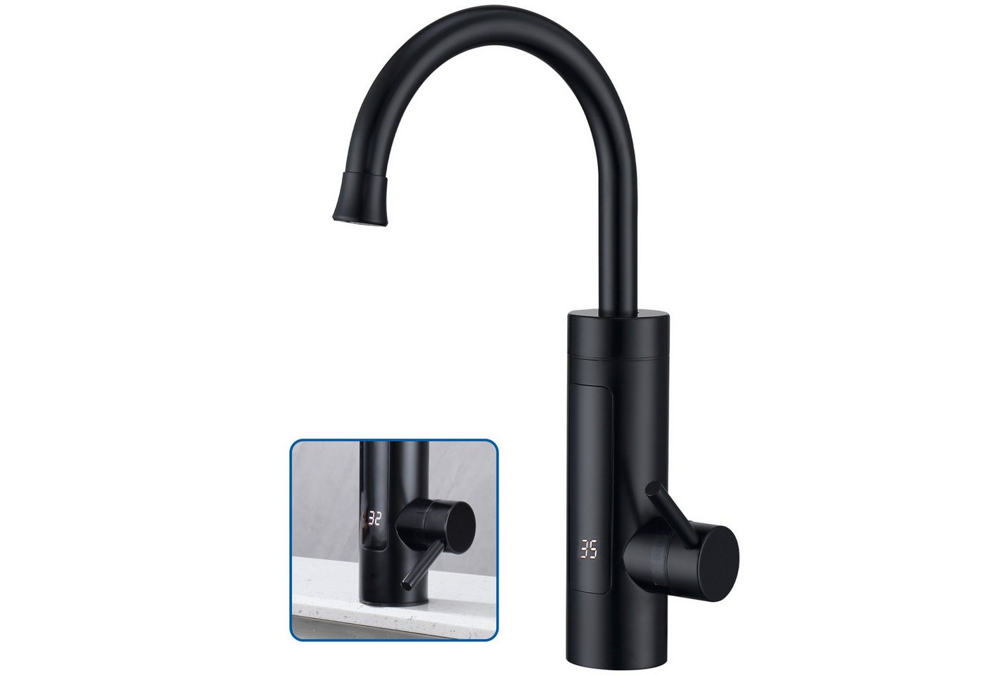 Thumbnail - HOMELODY Küchenarmatur Elektrische Durchlauferhitzer, Smart Heater Wasserhahn 360° drehbar Edelstahl Wasserhahn Küche mi...