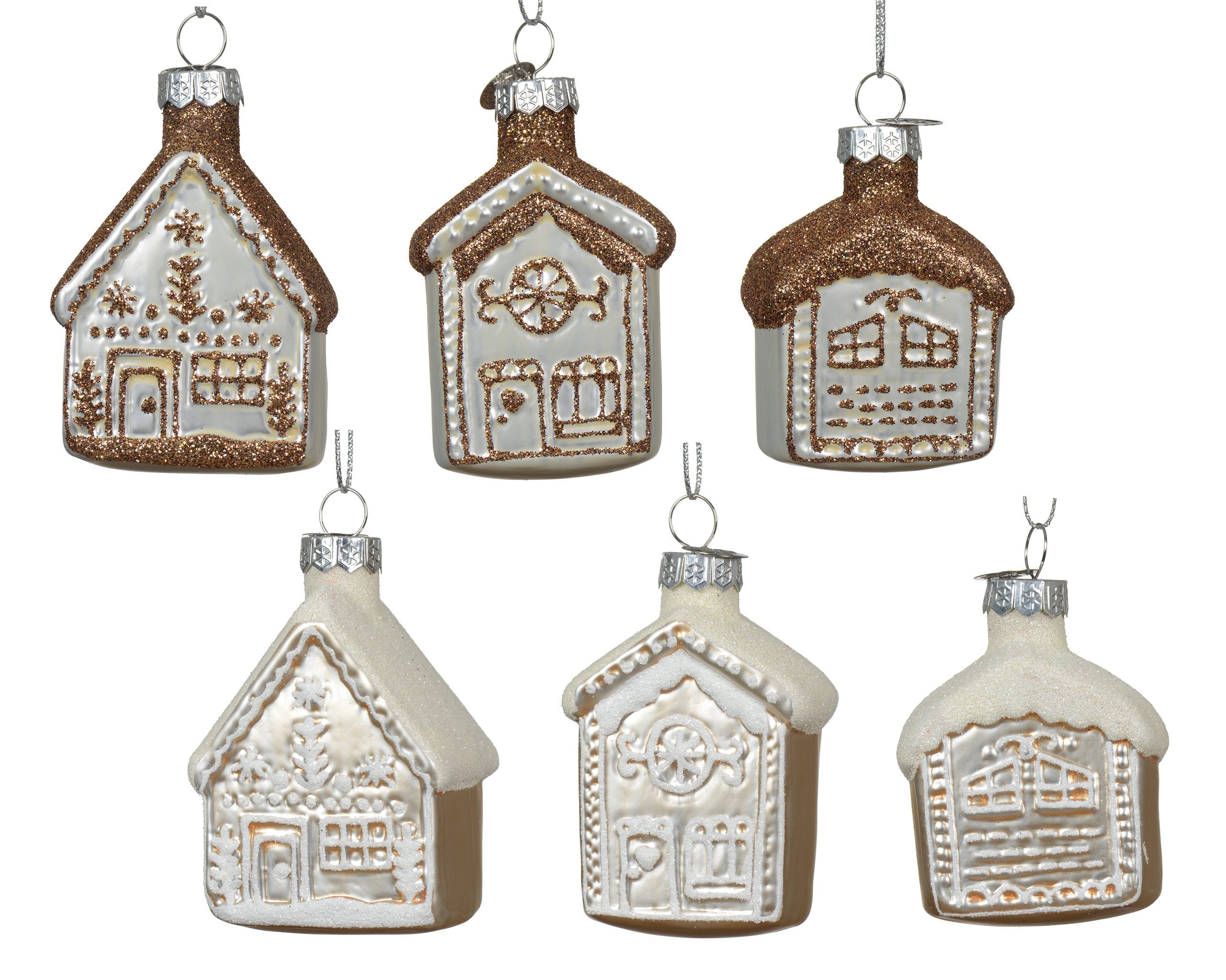 Kaemingk Christbaumschmuck, Christbaumschmuck Glas 7,5cm Winterhaus Figur 1 Stück sort. Braun