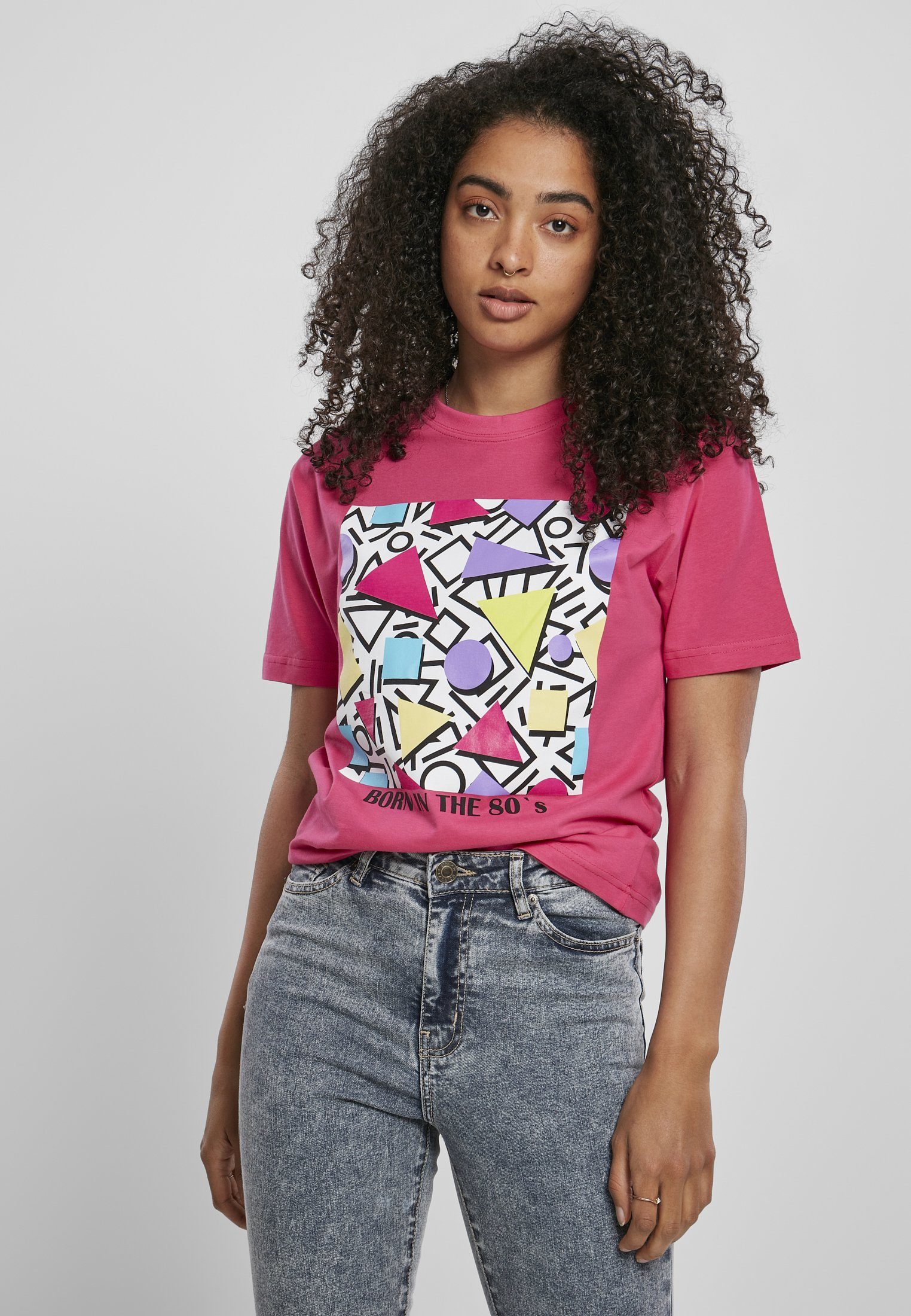 MisterTee Kurzarmshirt Damen Ladies Tee (1-tlg) Geometric Retro