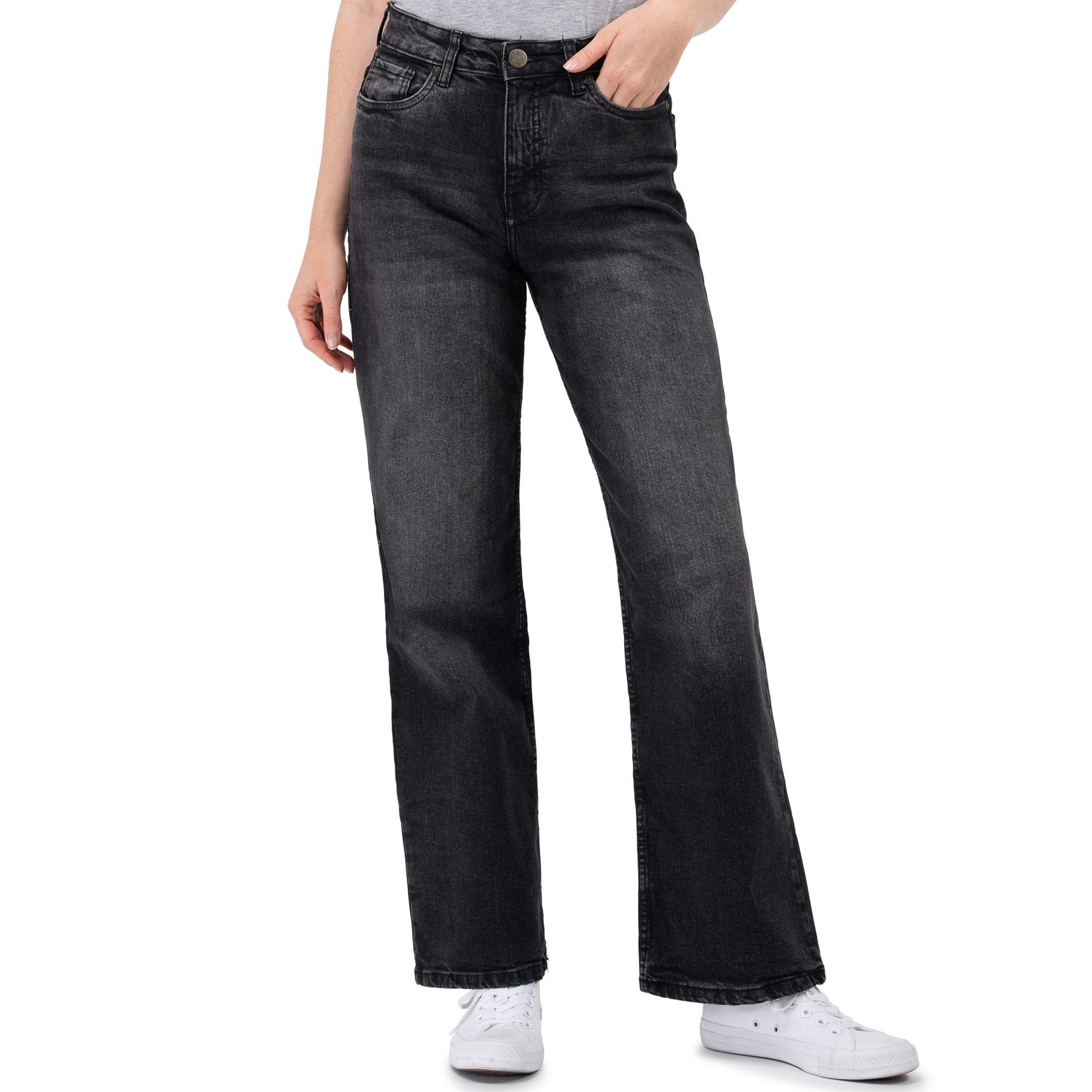 SUBLEVEL Weite Jeans Damen Jeans High Waist weiter Schnitt bequem und dehnb günstig online kaufen