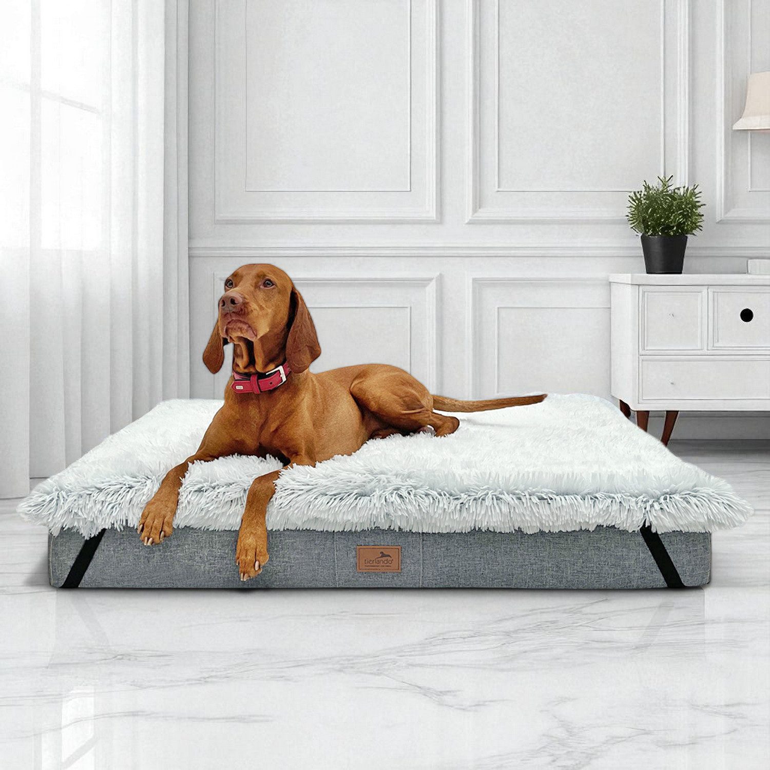 tierlando® Tierbett Ortho-Topper Shaggy, Orthopädische Matratzenauflage Bezug kuschelig w – Bild 2 von 5