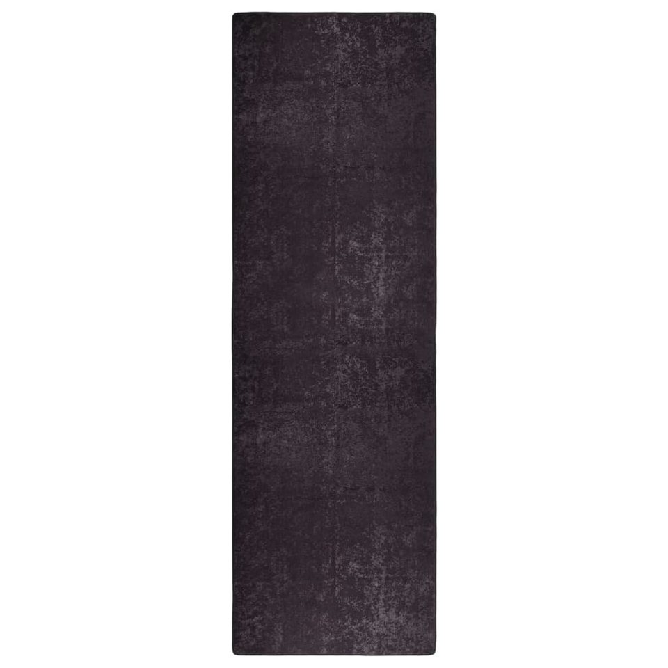 Teppich Waschbar 80x300 cm Anthrazit Rutschfest, furnicato, Rechteckig